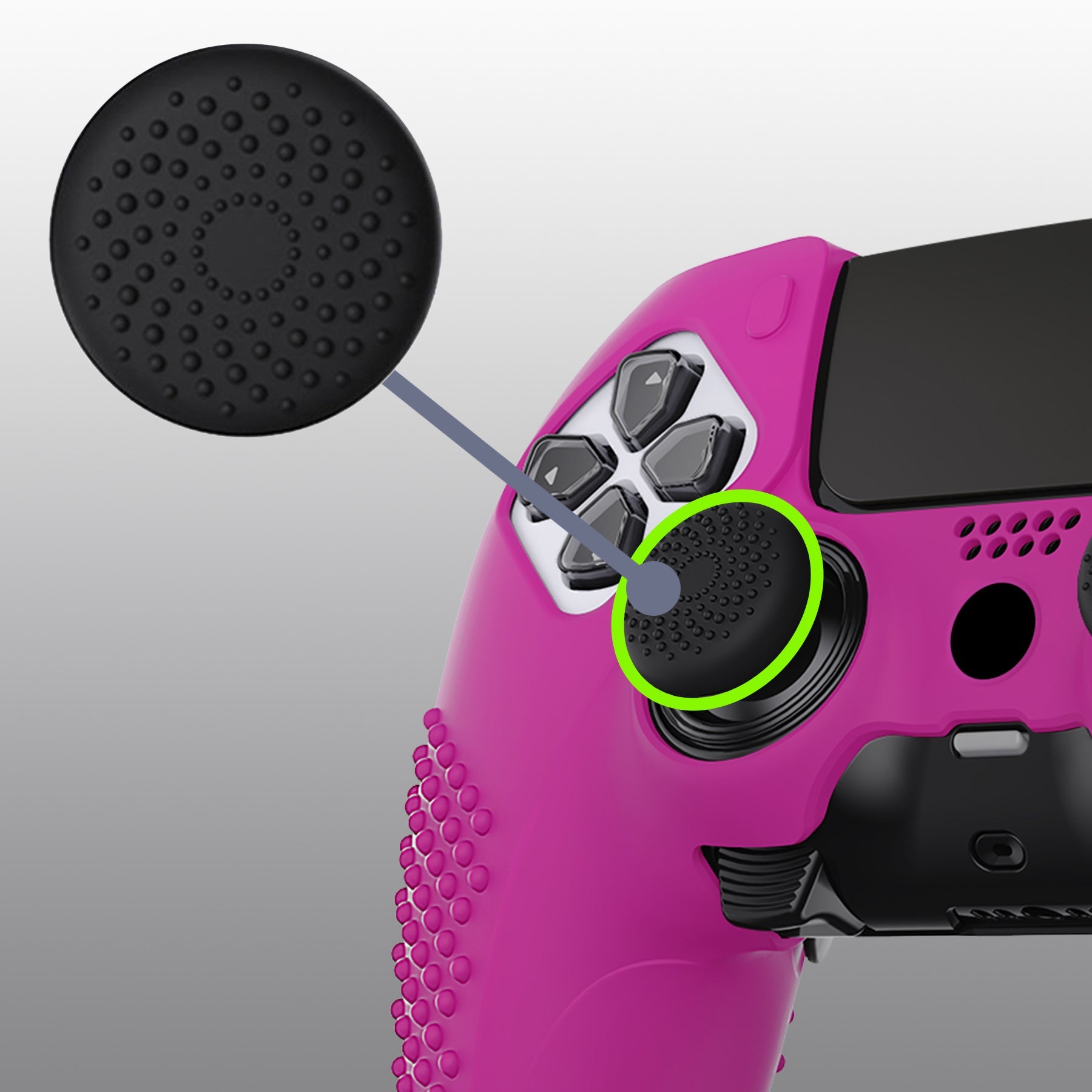 PlayVital 3D Studded Edition Anti-Slip Silicone Cover Case with Thumb Grip Caps for PS5 Edge Controller - Neon Purple PlayVital