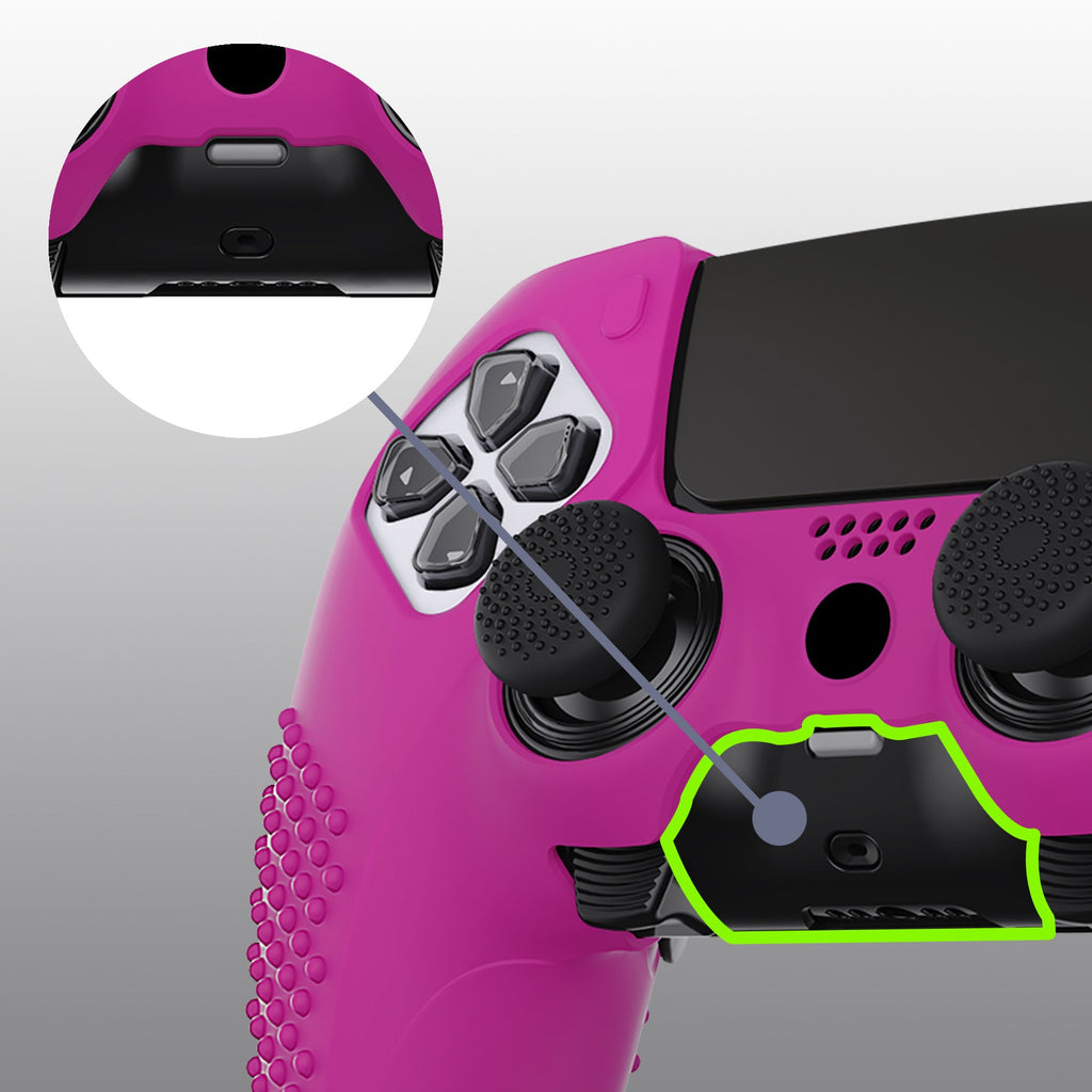 PlayVital 3D Studded Edition Anti-Slip Silicone Cover Case with Thumb Grip Caps for PS5 Edge Controller - Neon Purple PlayVital