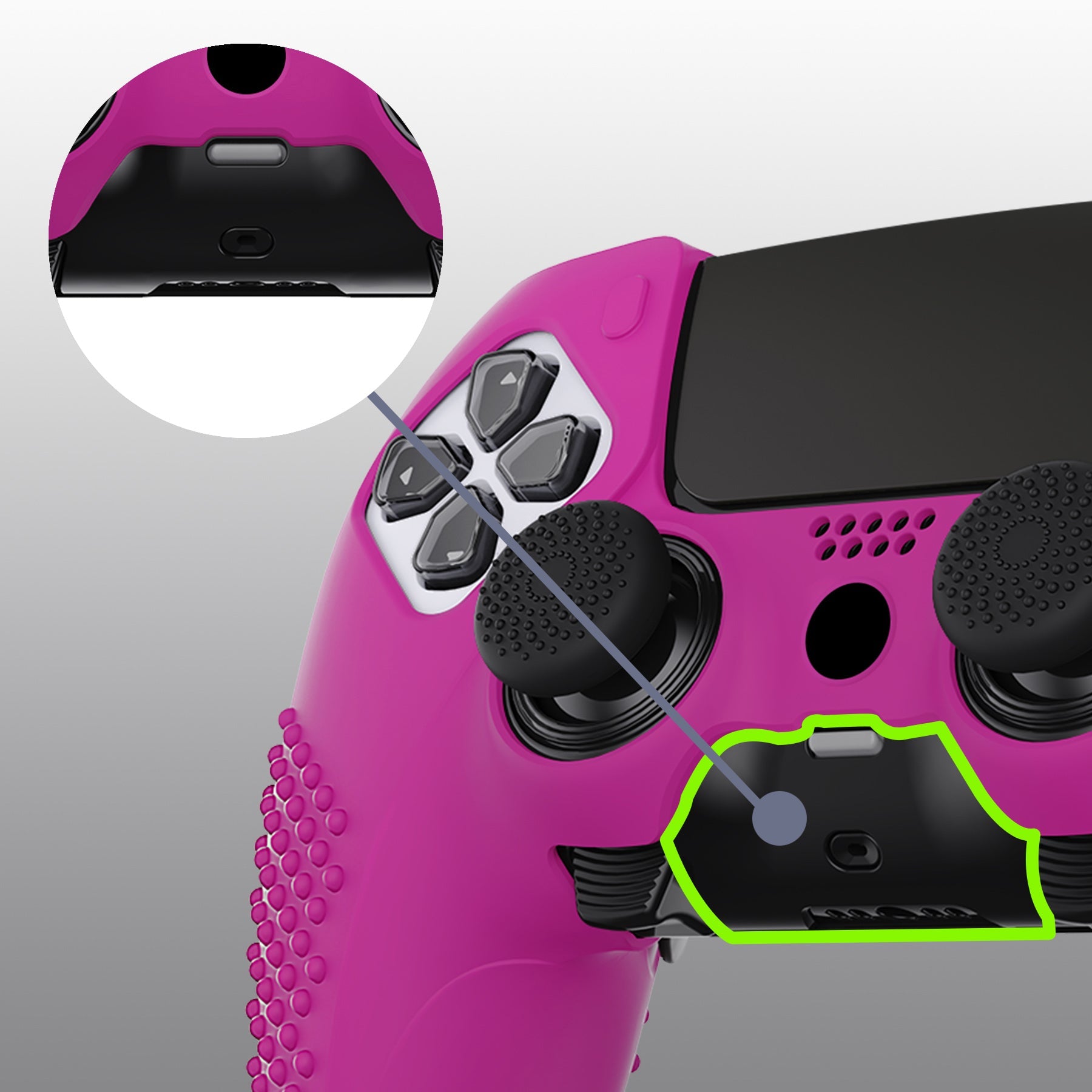 PlayVital 3D Studded Edition Anti-Slip Silicone Cover Case with Thumb Grip Caps for PS5 Edge Controller - Neon Purple PlayVital