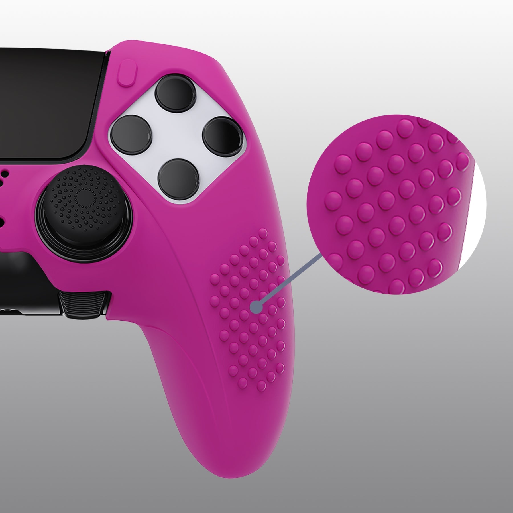 PlayVital 3D Studded Edition Anti-Slip Silicone Cover Case with Thumb Grip Caps for PS5 Edge Controller - Neon Purple PlayVital
