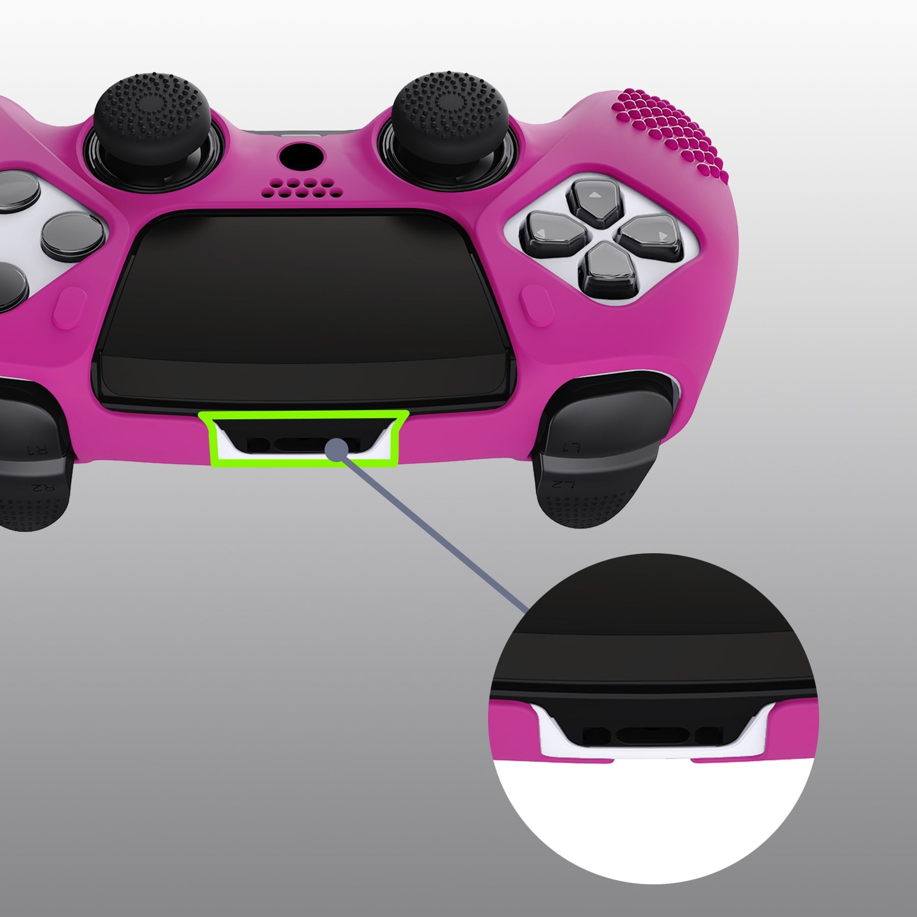 PlayVital 3D Studded Edition Anti-Slip Silicone Cover Case with Thumb Grip Caps for PS5 Edge Controller - Neon Purple PlayVital