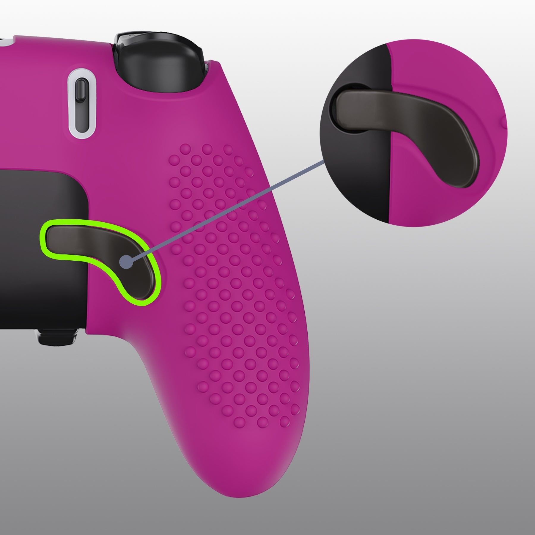 PlayVital 3D Studded Edition Anti-Slip Silicone Cover Case with Thumb Grip Caps for PS5 Edge Controller - Neon Purple PlayVital