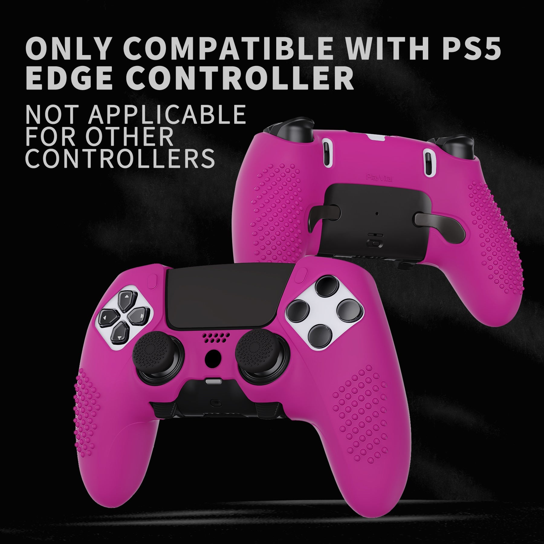 PlayVital 3D Studded Edition Anti-Slip Silicone Cover Case with Thumb Grip Caps for PS5 Edge Controller - Neon Purple PlayVital