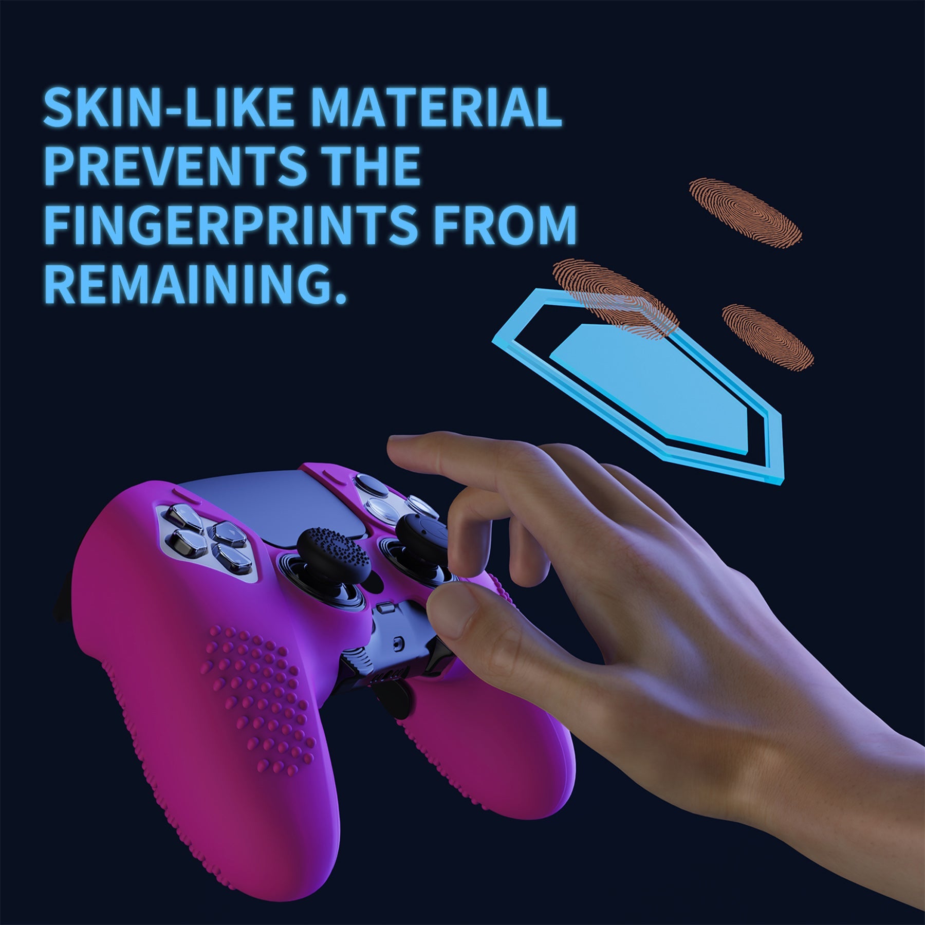 PlayVital 3D Studded Edition Anti-Slip Silicone Cover Case with Thumb Grip Caps for PS5 Edge Controller - Neon Purple PlayVital