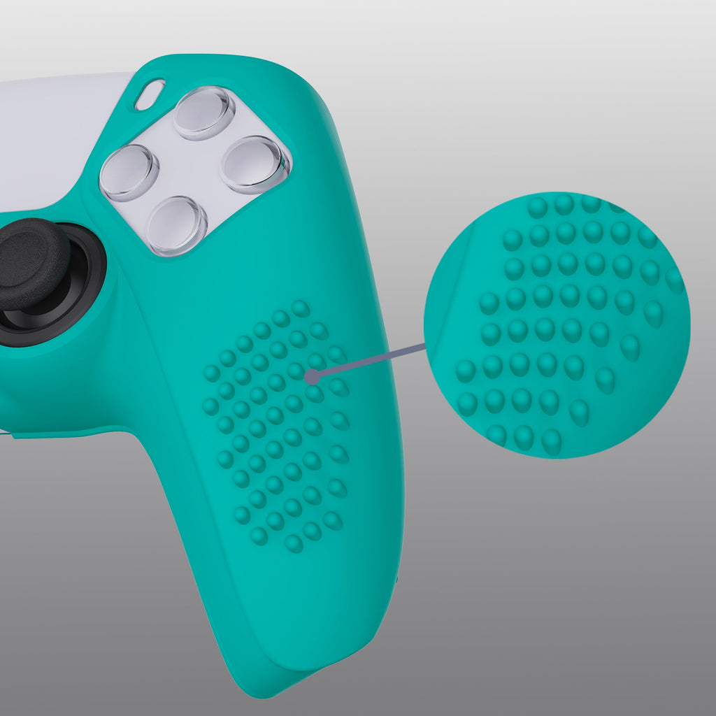 PlayVital 3D Studded Edition Anti-Slip Silicone Cover Skin with Thumb Grip Caps for PS5 Wireless Controller - Aqua Green PlayVital