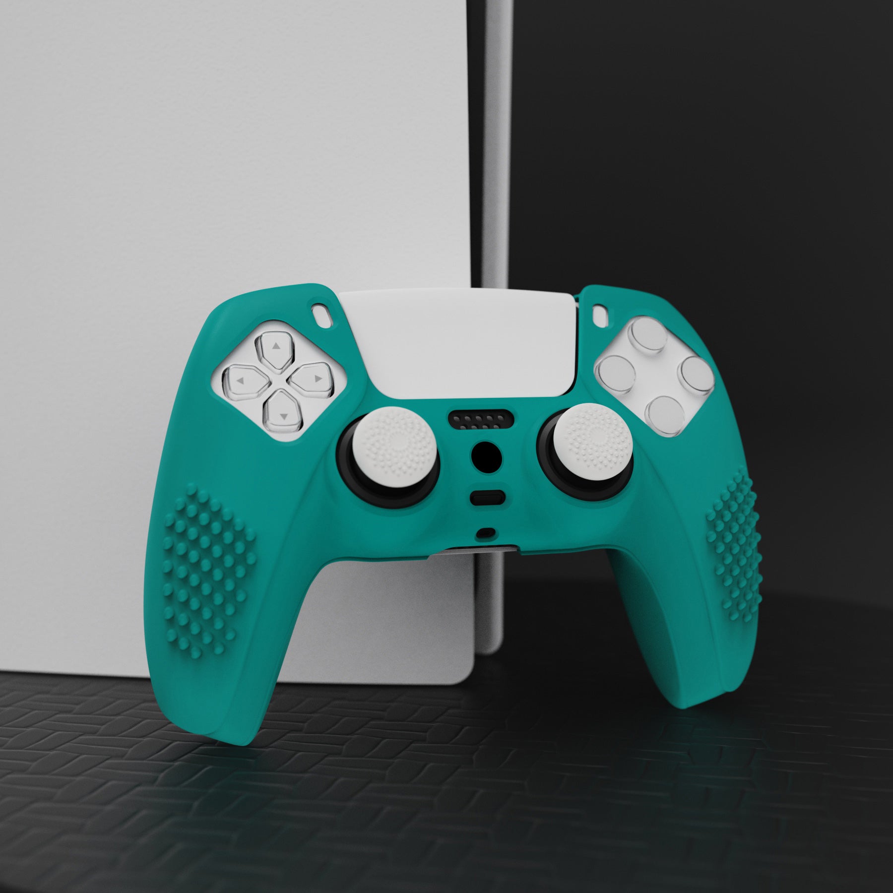 PlayVital 3D Studded Edition Anti-Slip Silicone Cover Skin with Thumb Grip Caps for PS5 Wireless Controller - Aqua Green PlayVital