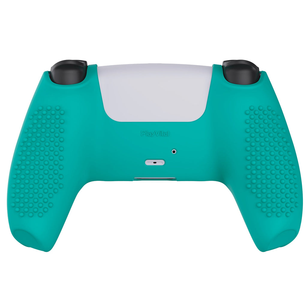 PlayVital 3D Studded Edition Anti-Slip Silicone Cover Skin with Thumb Grip Caps for PS5 Wireless Controller - Aqua Green PlayVital