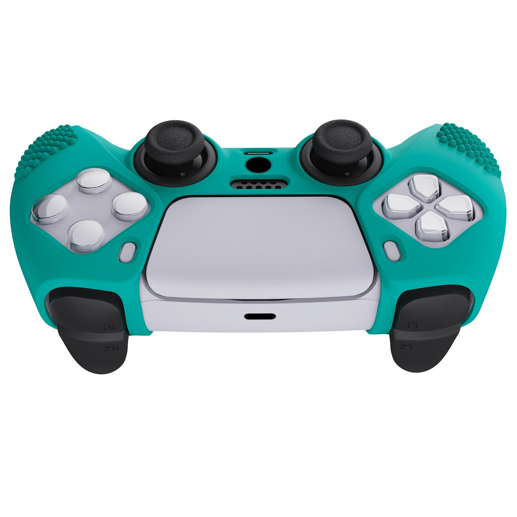 PlayVital 3D Studded Edition Anti-Slip Silicone Cover Skin with Thumb Grip Caps for PS5 Wireless Controller - Aqua Green PlayVital
