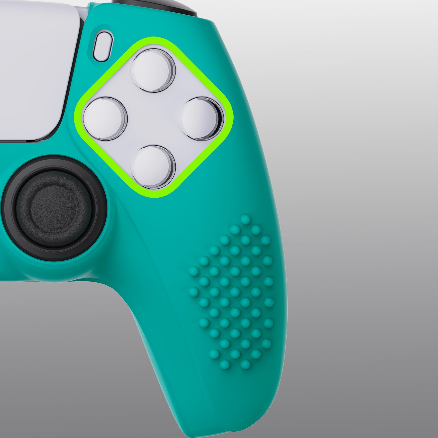 PlayVital 3D Studded Edition Anti-Slip Silicone Cover Skin with Thumb Grip Caps for PS5 Wireless Controller - Aqua Green PlayVital