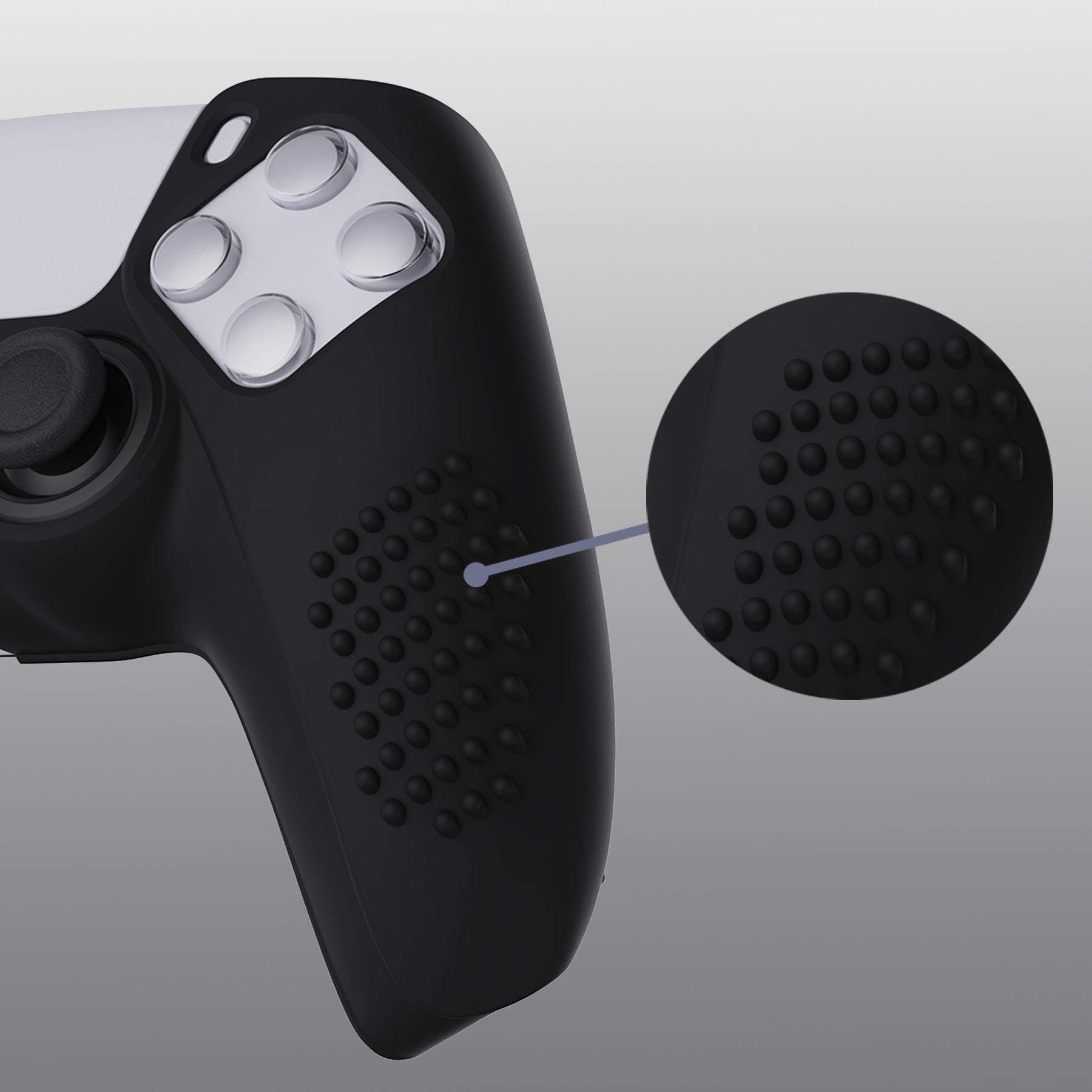 PlayVital 3D Studded Edition Anti-Slip Silicone Cover Skin with Thumb Grip Caps for PS5 Wireless Controller - Black PlayVital