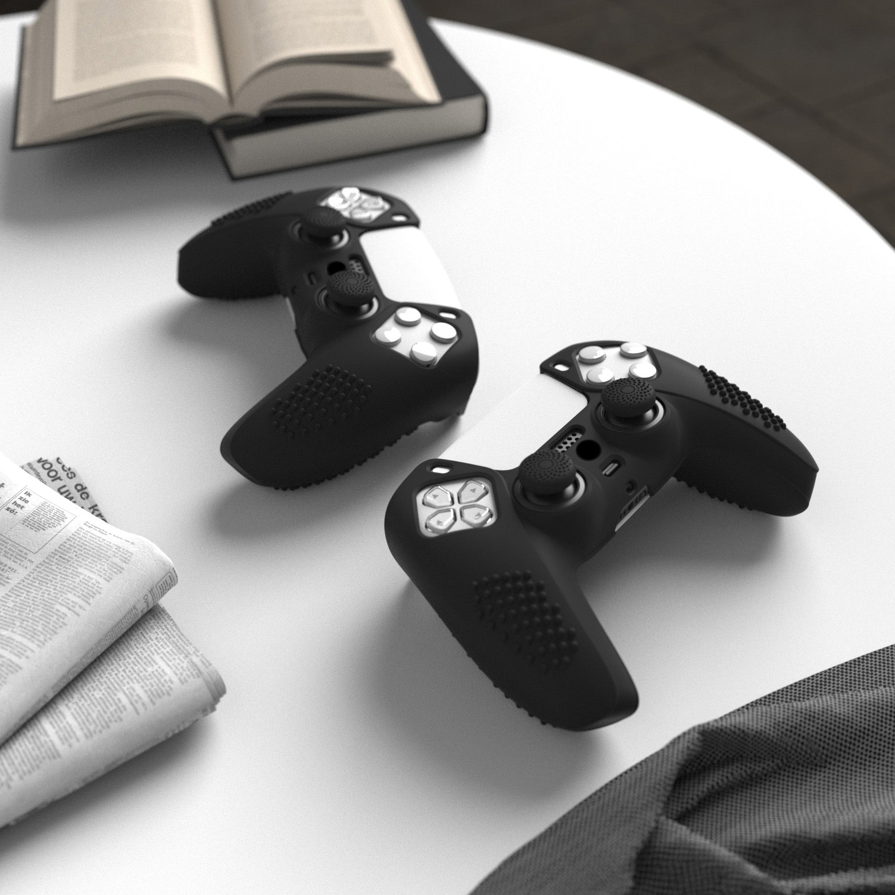 PlayVital 3D Studded Edition Anti-Slip Silicone Cover Skin with Thumb Grip Caps for PS5 Wireless Controller - Black PlayVital