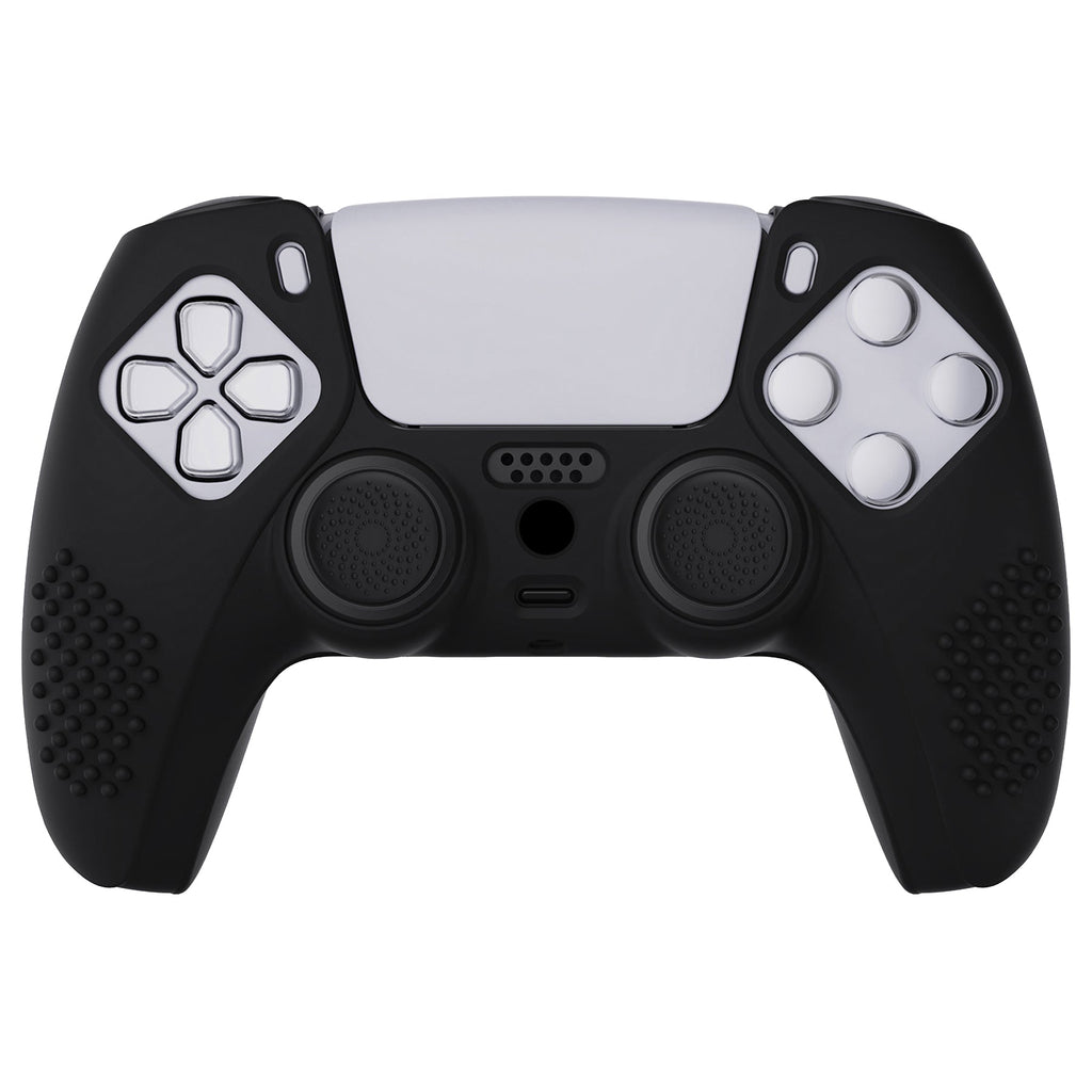 PlayVital 3D Studded Edition Anti-Slip Silicone Cover Skin with Thumb Grip Caps for PS5 Wireless Controller - Black PlayVital