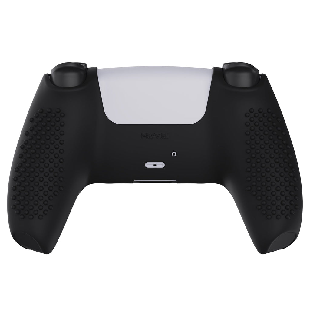 PlayVital 3D Studded Edition Anti-Slip Silicone Cover Skin with Thumb Grip Caps for PS5 Wireless Controller - Black PlayVital