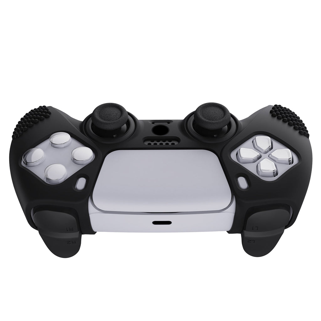 PlayVital 3D Studded Edition Anti-Slip Silicone Cover Skin with Thumb Grip Caps for PS5 Wireless Controller - Black PlayVital