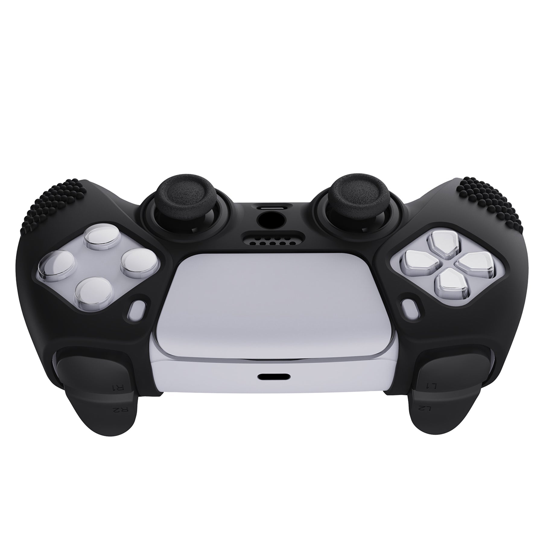 PlayVital 3D Studded Edition Anti-Slip Silicone Cover Skin with Thumb Grip Caps for PS5 Wireless Controller - Black PlayVital