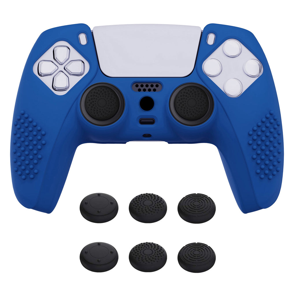 PlayVital 3D Studded Edition Anti-Slip Silicone Cover Skin with Thumb Grip Caps for PS5 Wireless Controller - Blue PlayVital