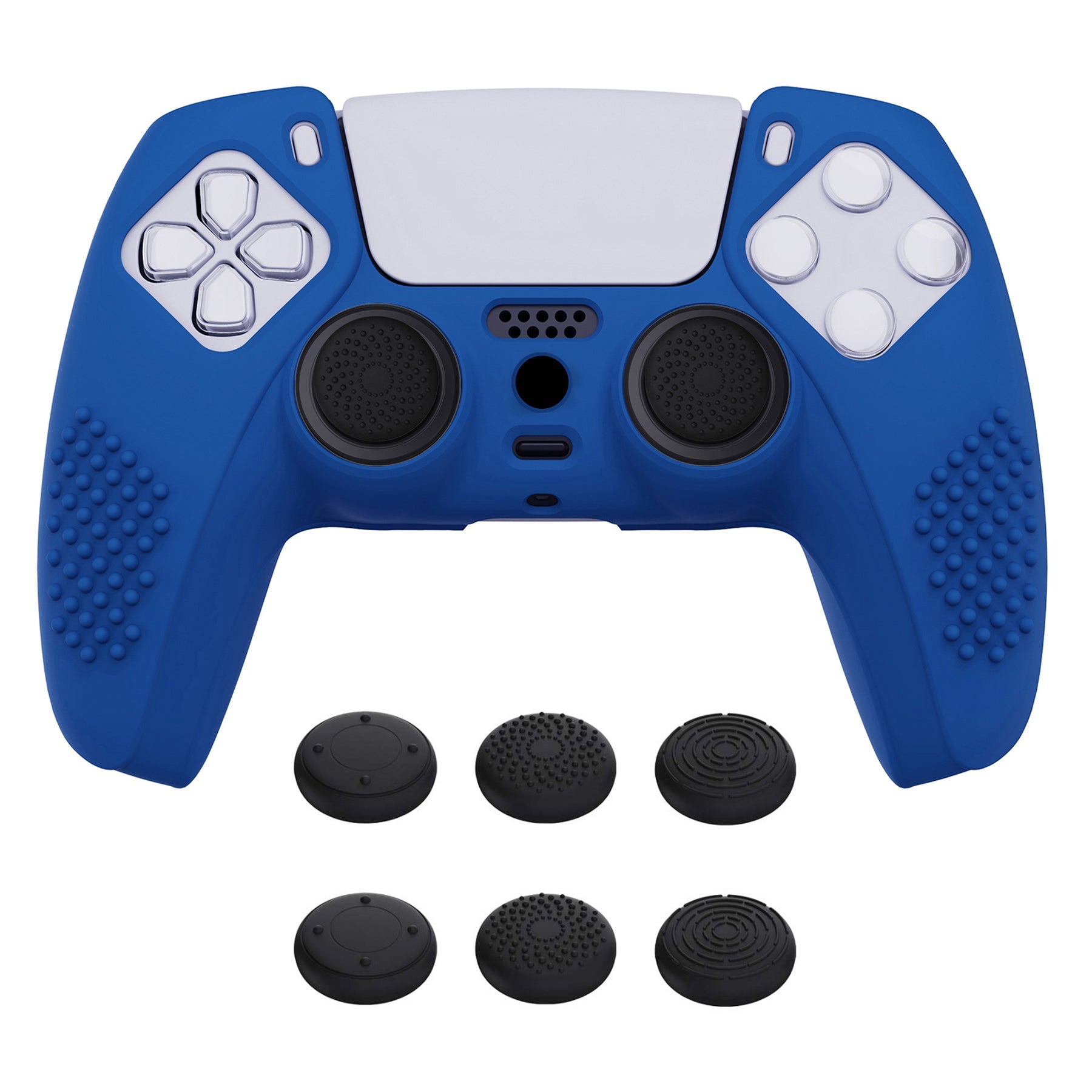 PlayVital 3D Studded Edition Anti-Slip Silicone Cover Skin with Thumb Grip Caps for PS5 Wireless Controller - Blue PlayVital