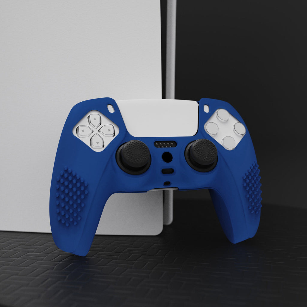PlayVital 3D Studded Edition Anti-Slip Silicone Cover Skin with Thumb Grip Caps for PS5 Wireless Controller - Blue PlayVital