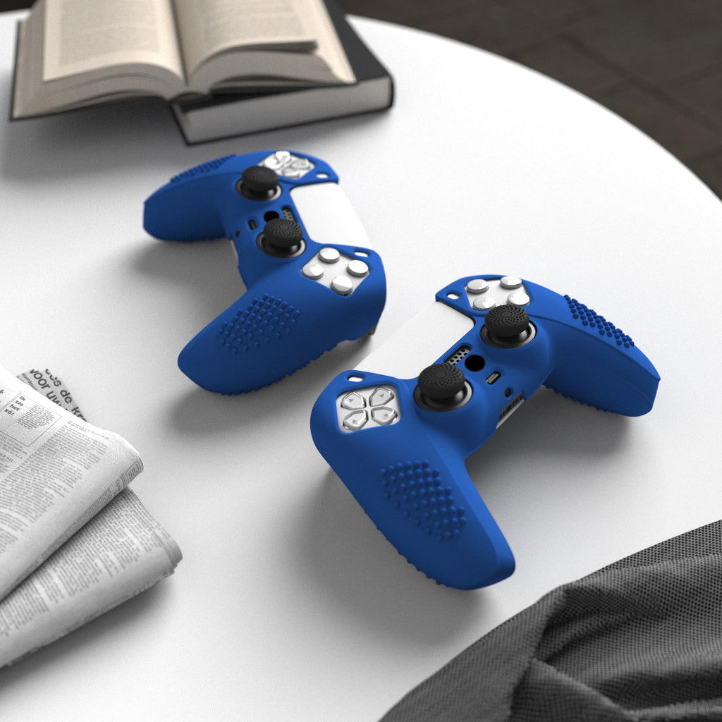 PlayVital 3D Studded Edition Anti-Slip Silicone Cover Skin with Thumb Grip Caps for PS5 Wireless Controller - Blue PlayVital