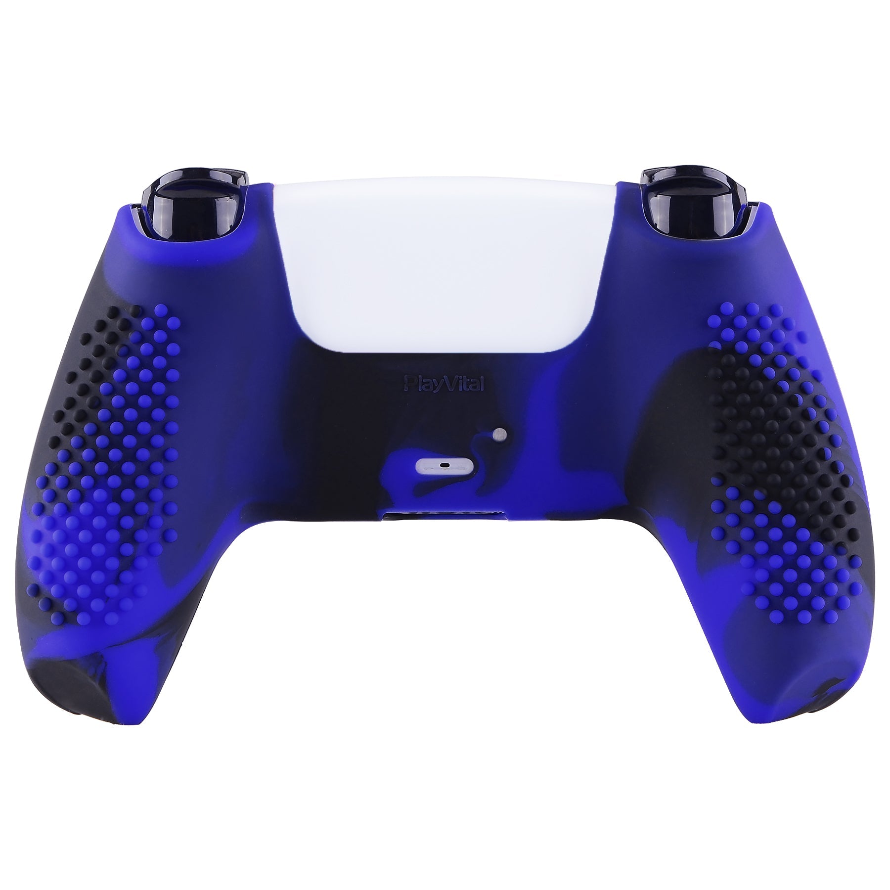 PlayVital 3D Studded Edition Anti-Slip Silicone Cover Skin with Thumb Grip Caps for PS5 Wireless Controller - Blue & Black PlayVital
