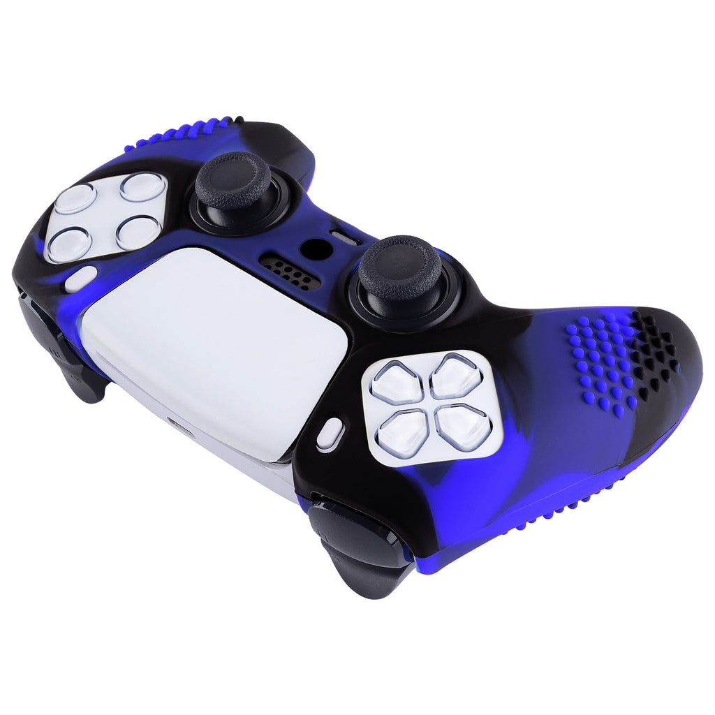 PlayVital 3D Studded Edition Anti-Slip Silicone Cover Skin with Thumb Grip Caps for PS5 Wireless Controller - Blue & Black PlayVital