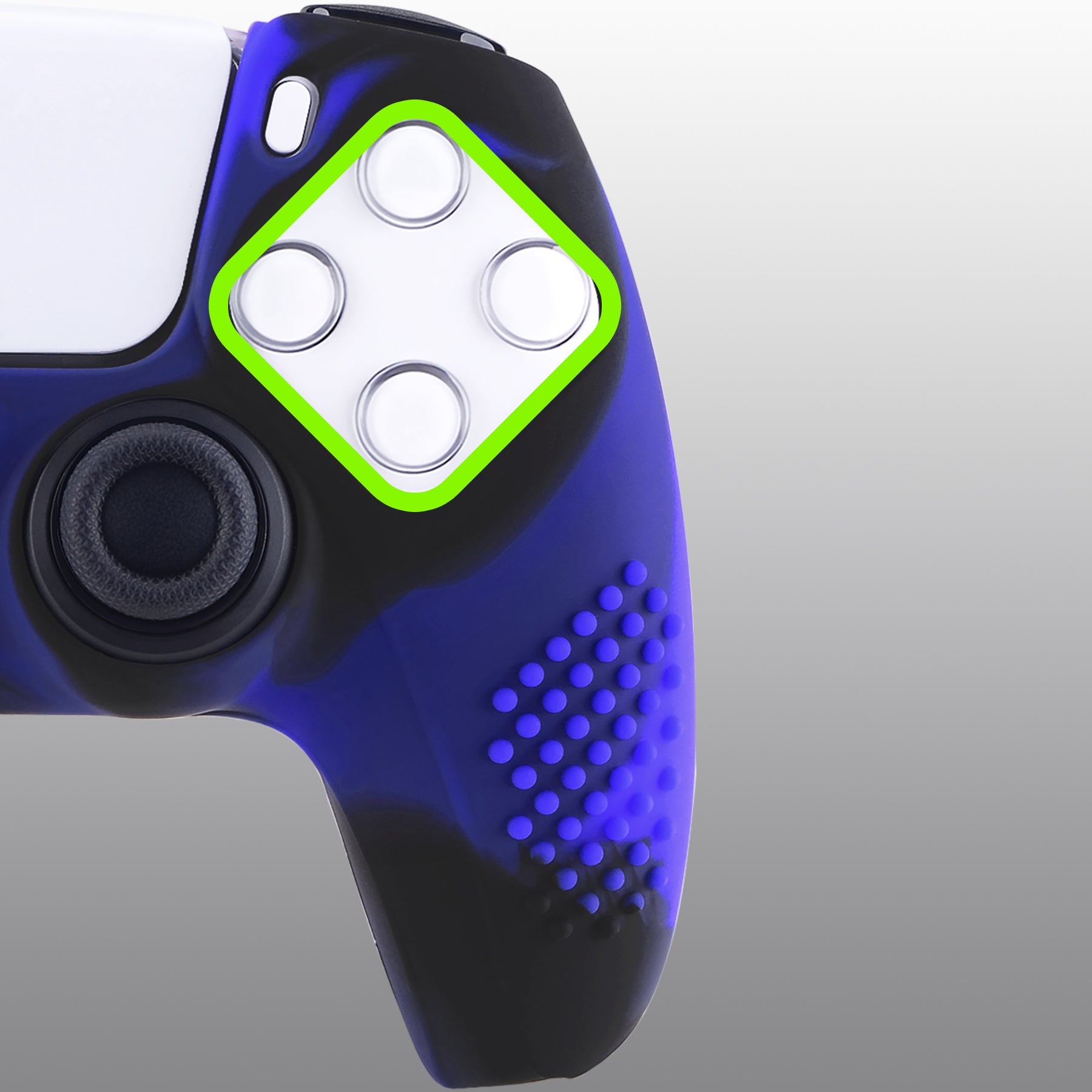 PlayVital 3D Studded Edition Anti-Slip Silicone Cover Skin with Thumb Grip Caps for PS5 Wireless Controller - Blue & Black PlayVital