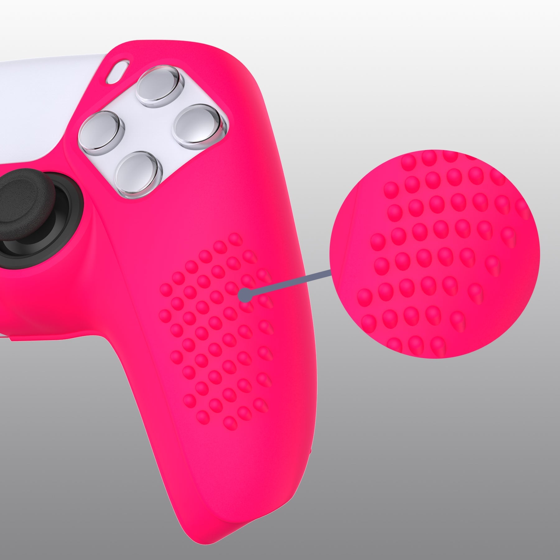 PlayVital 3D Studded Edition Anti-Slip Silicone Cover Skin with Thumb Grip Caps for PS5 Wireless Controller - Bright Pink PlayVital