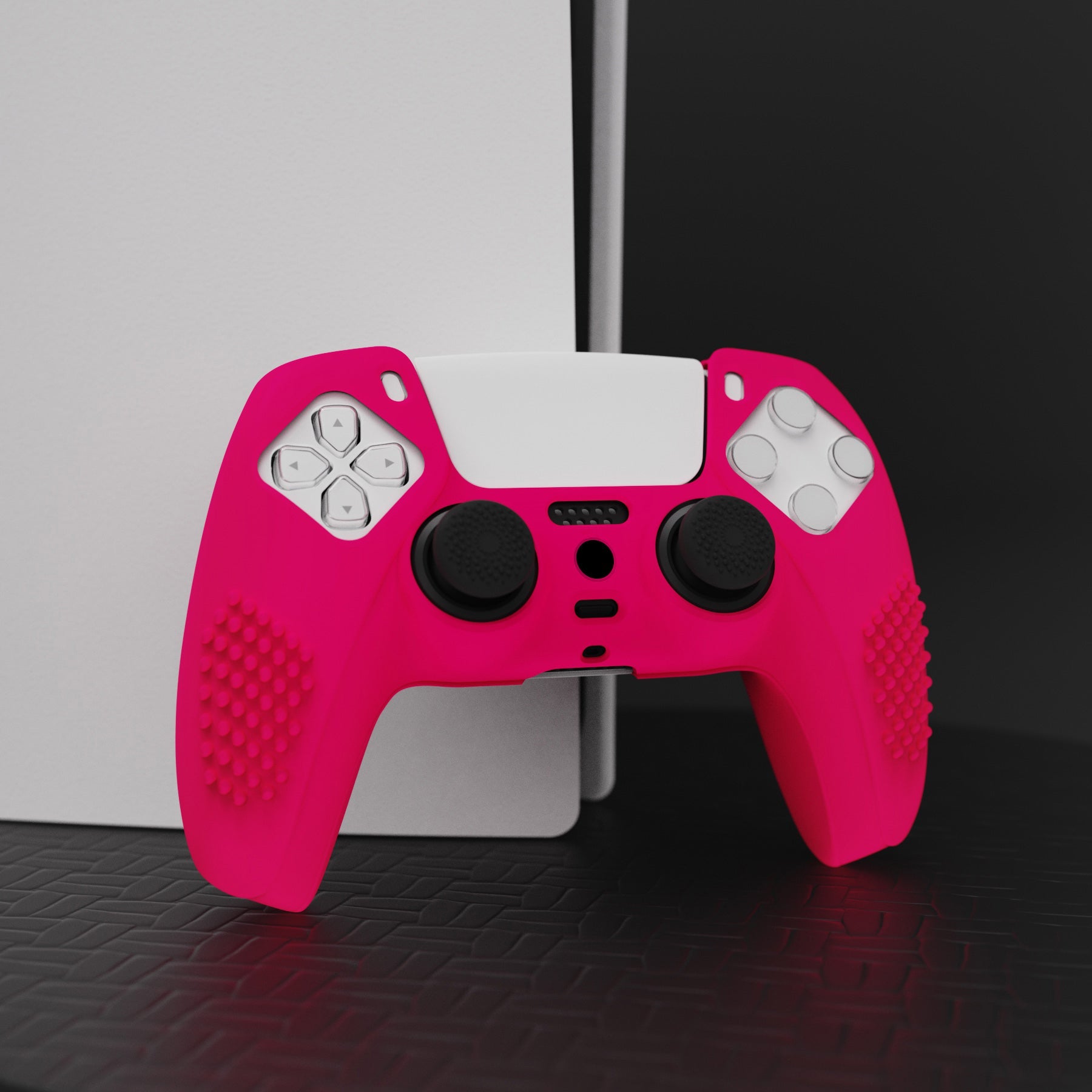 PlayVital 3D Studded Edition Anti-Slip Silicone Cover Skin with Thumb Grip Caps for PS5 Wireless Controller - Bright Pink PlayVital