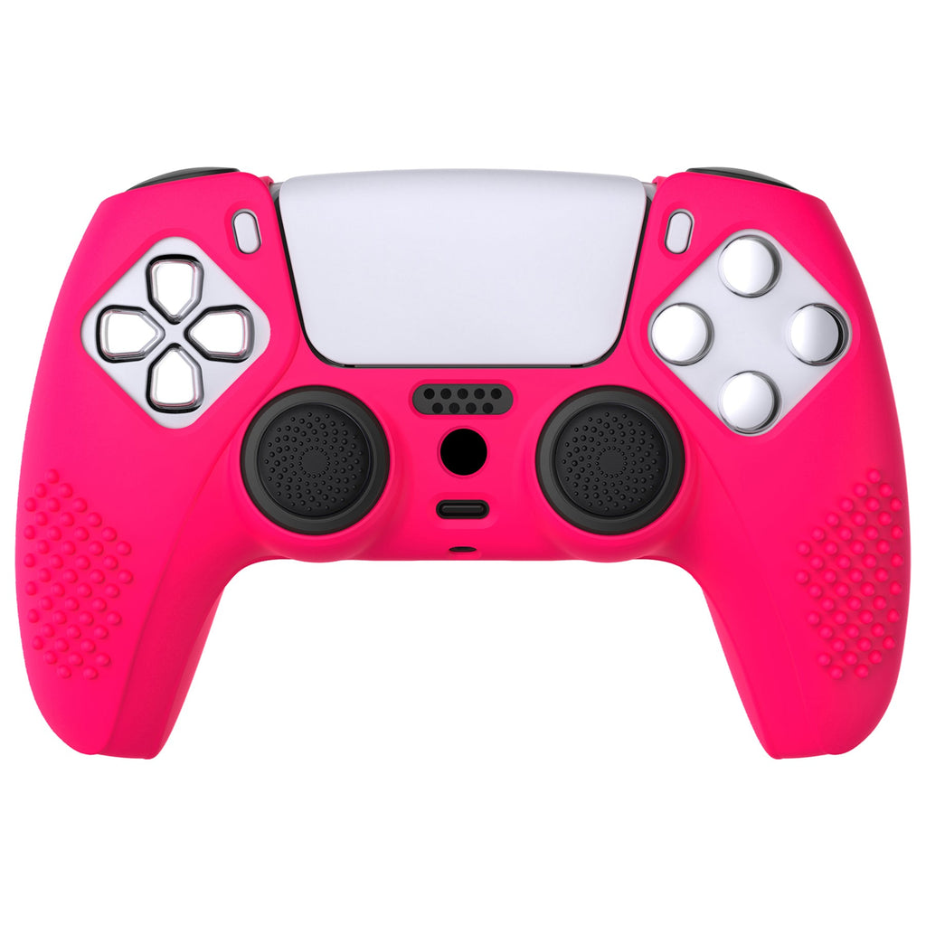 PlayVital 3D Studded Edition Anti-Slip Silicone Cover Skin with Thumb Grip Caps for PS5 Wireless Controller - Bright Pink PlayVital