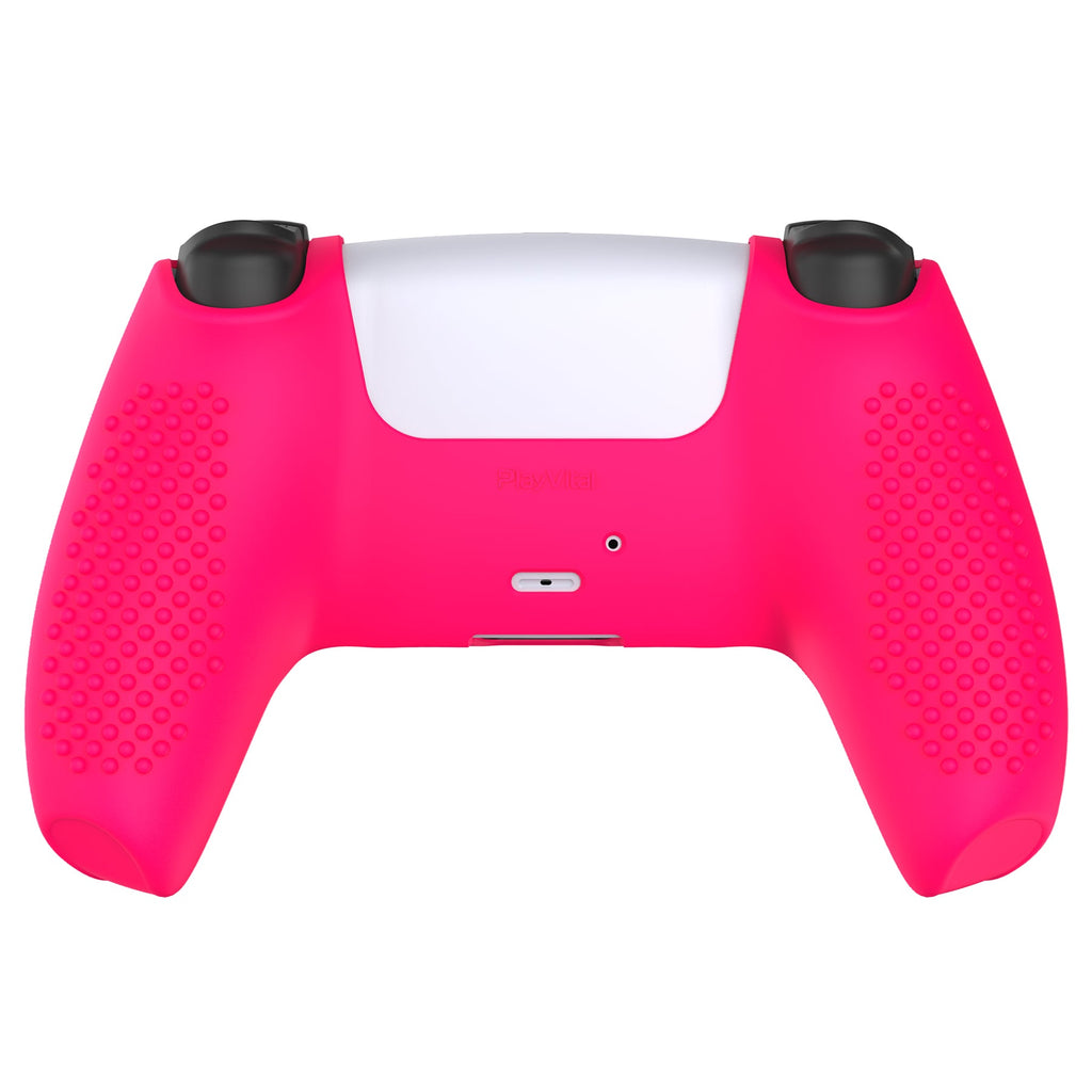 PlayVital 3D Studded Edition Anti-Slip Silicone Cover Skin with Thumb Grip Caps for PS5 Wireless Controller - Bright Pink PlayVital