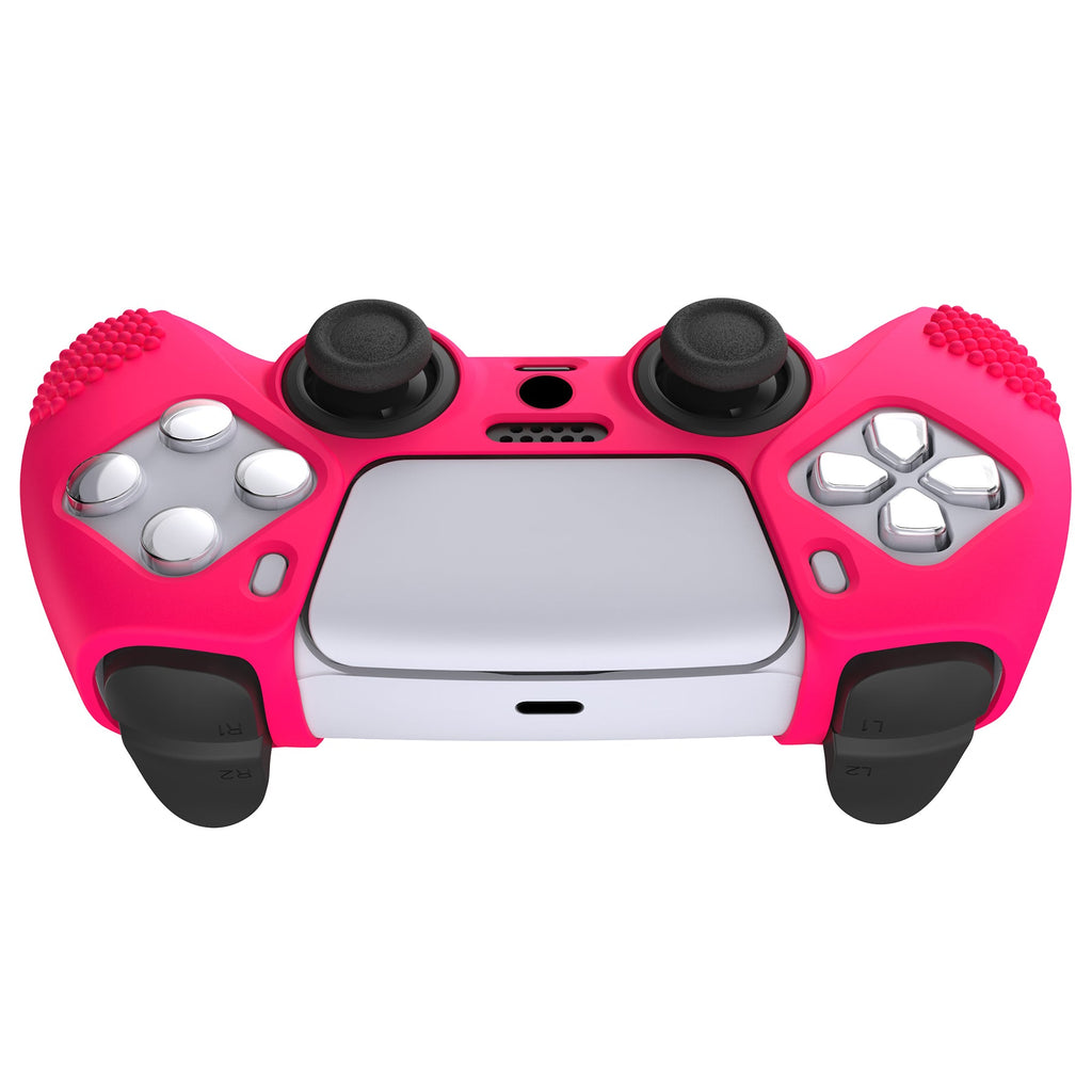 PlayVital 3D Studded Edition Anti-Slip Silicone Cover Skin with Thumb Grip Caps for PS5 Wireless Controller - Bright Pink PlayVital