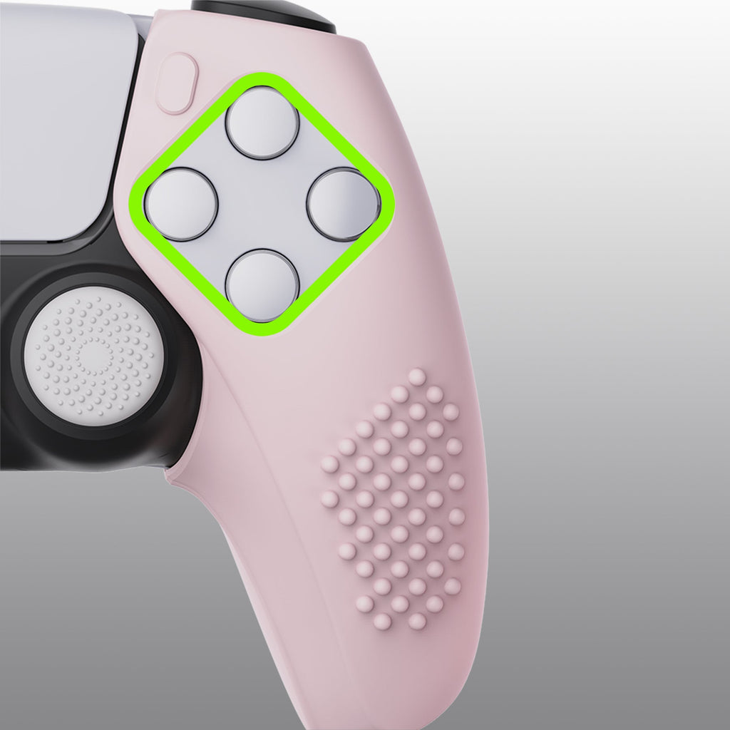 PlayVital 3D Studded Edition Anti-Slip Silicone Cover Skin with Thumb Grip Caps for PS5 Wireless Controller, Compatible with Charging Station - Cherry Blossoms Pink PlayVital