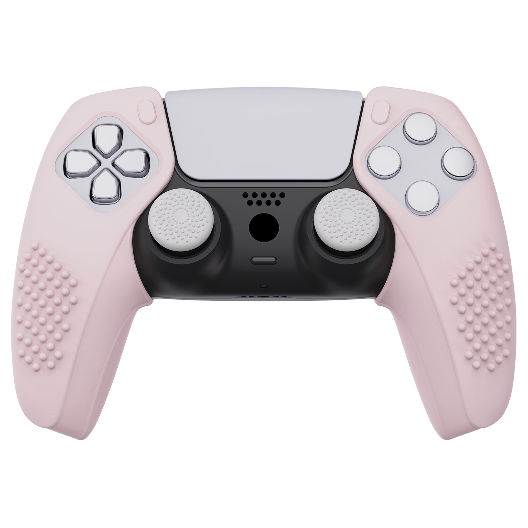 PlayVital 3D Studded Edition Anti-Slip Silicone Cover Skin with Thumb Grip Caps for PS5 Wireless Controller, Compatible with Charging Station - Cherry Blossoms Pink PlayVital