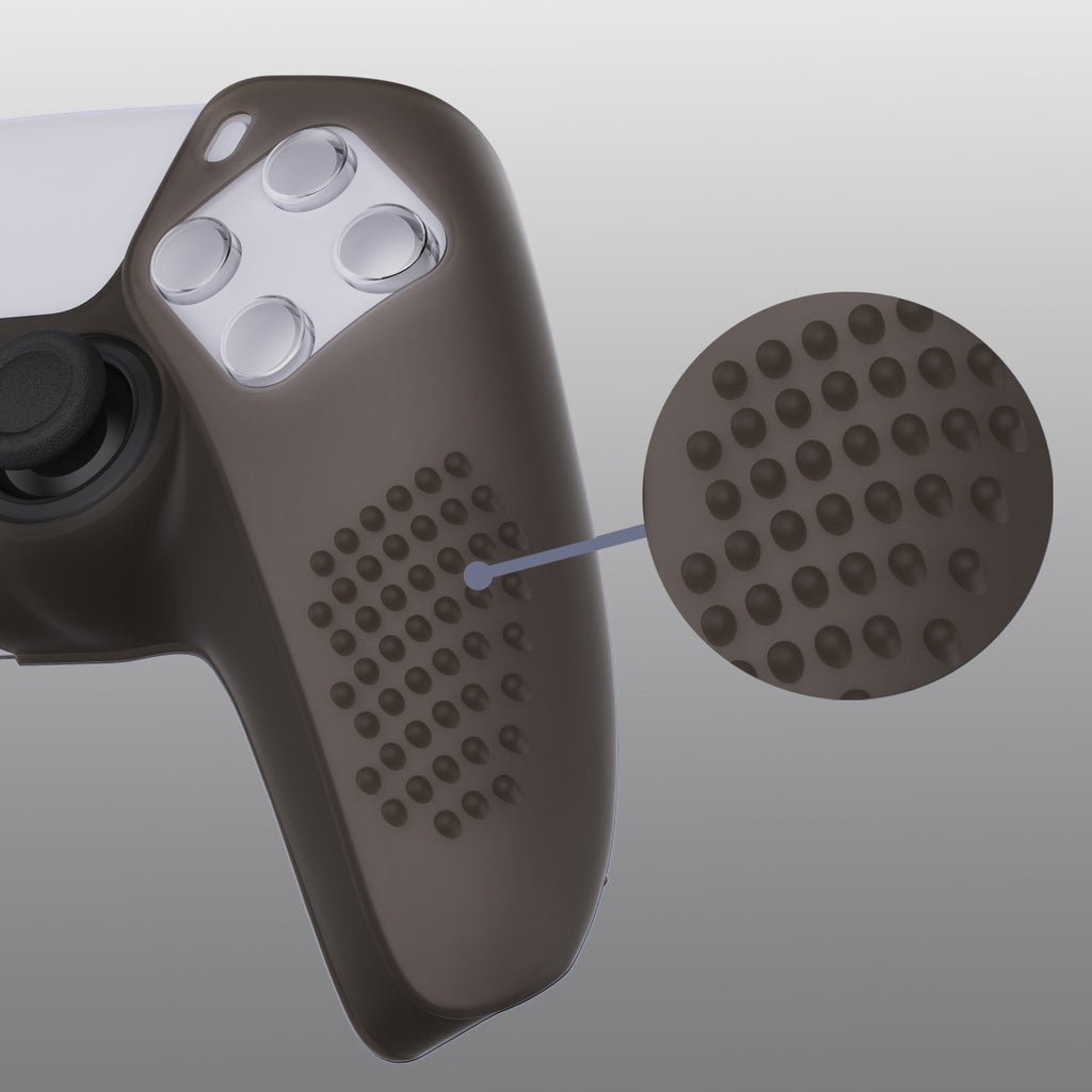 PlayVital 3D Studded Edition Anti-Slip Silicone Cover Skin with Thumb Grip Caps for PS5 Wireless Controller - Clear Black PlayVital