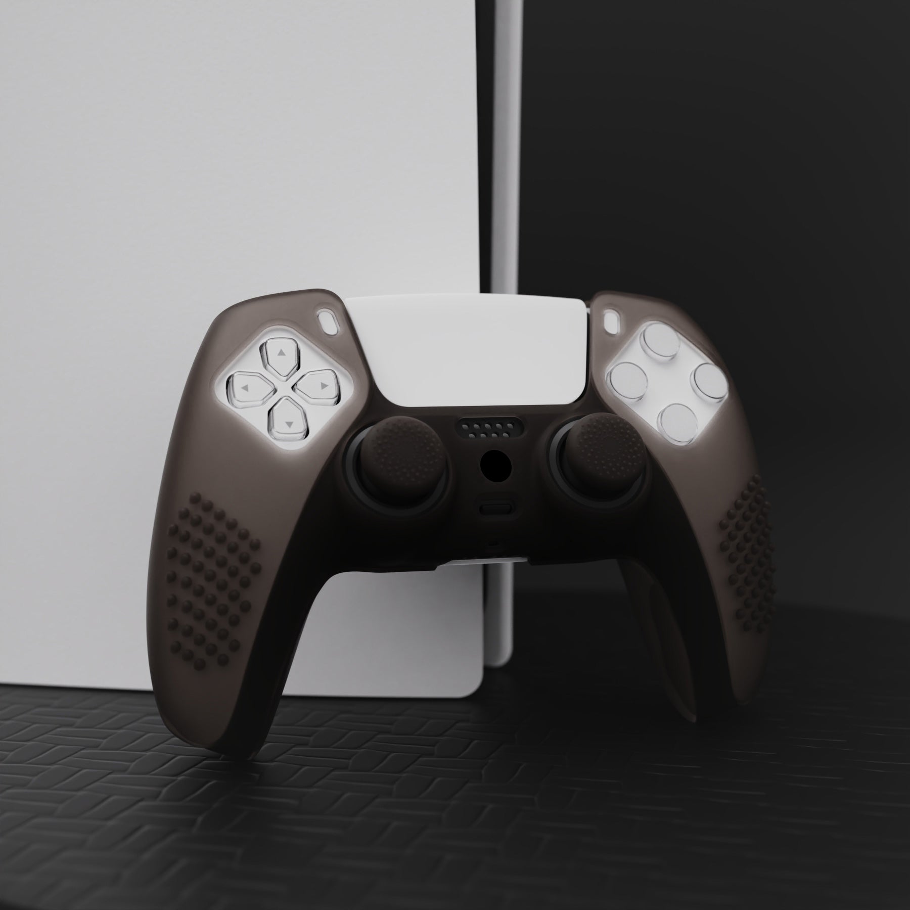 PlayVital 3D Studded Edition Anti-Slip Silicone Cover Skin with Thumb Grip Caps for PS5 Wireless Controller - Clear Black PlayVital