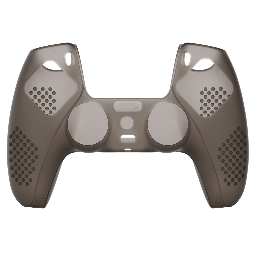 PlayVital 3D Studded Edition Anti-Slip Silicone Cover Skin with Thumb Grip Caps for PS5 Wireless Controller - Clear Black PlayVital