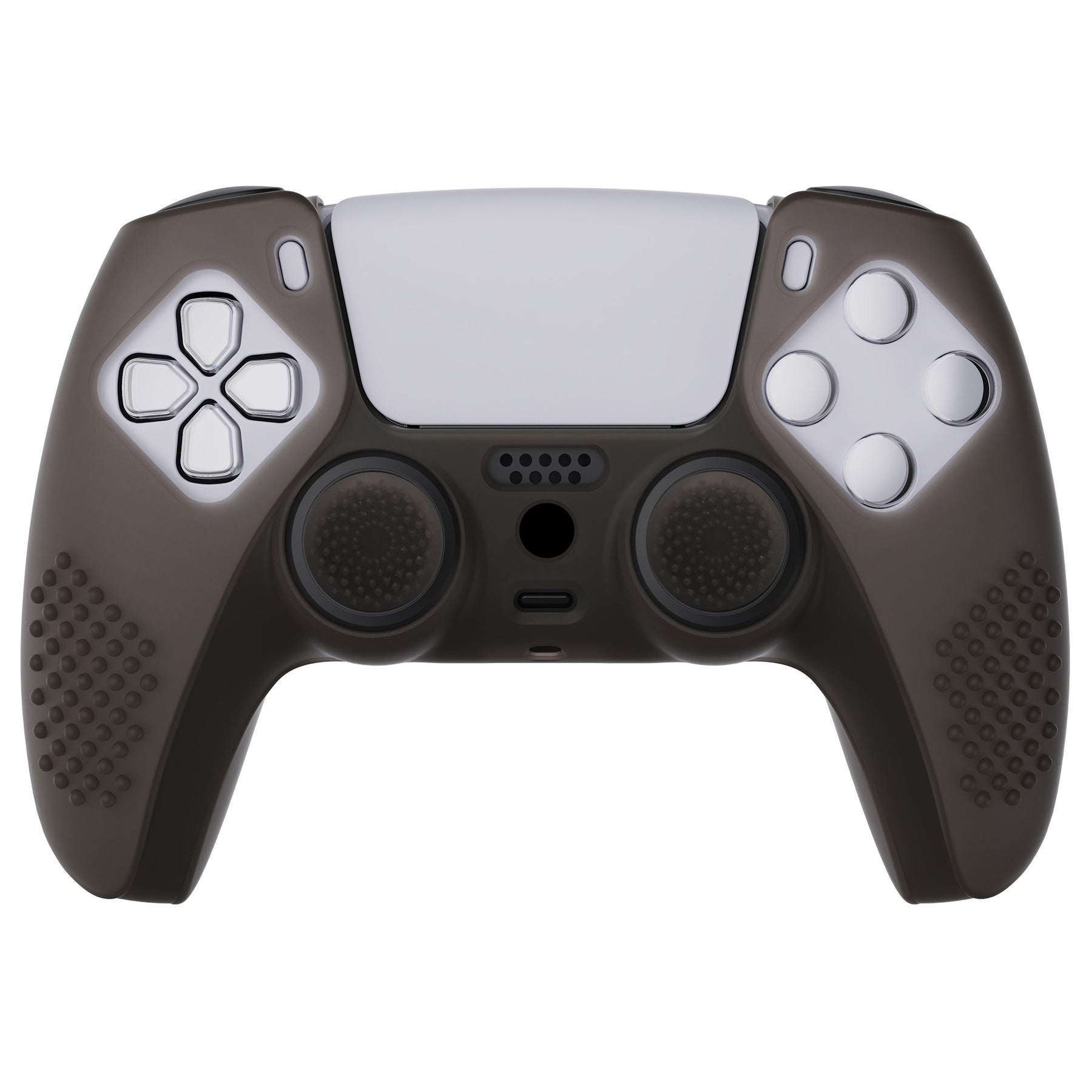 PlayVital 3D Studded Edition Anti-Slip Silicone Cover Skin with Thumb Grip Caps for PS5 Wireless Controller - Clear Black PlayVital