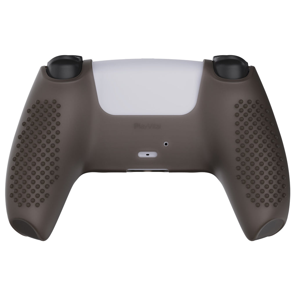 PlayVital 3D Studded Edition Anti-Slip Silicone Cover Skin with Thumb Grip Caps for PS5 Wireless Controller - Clear Black PlayVital