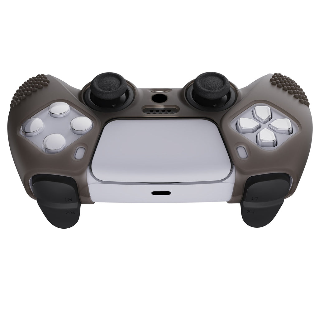 PlayVital 3D Studded Edition Anti-Slip Silicone Cover Skin with Thumb Grip Caps for PS5 Wireless Controller - Clear Black PlayVital
