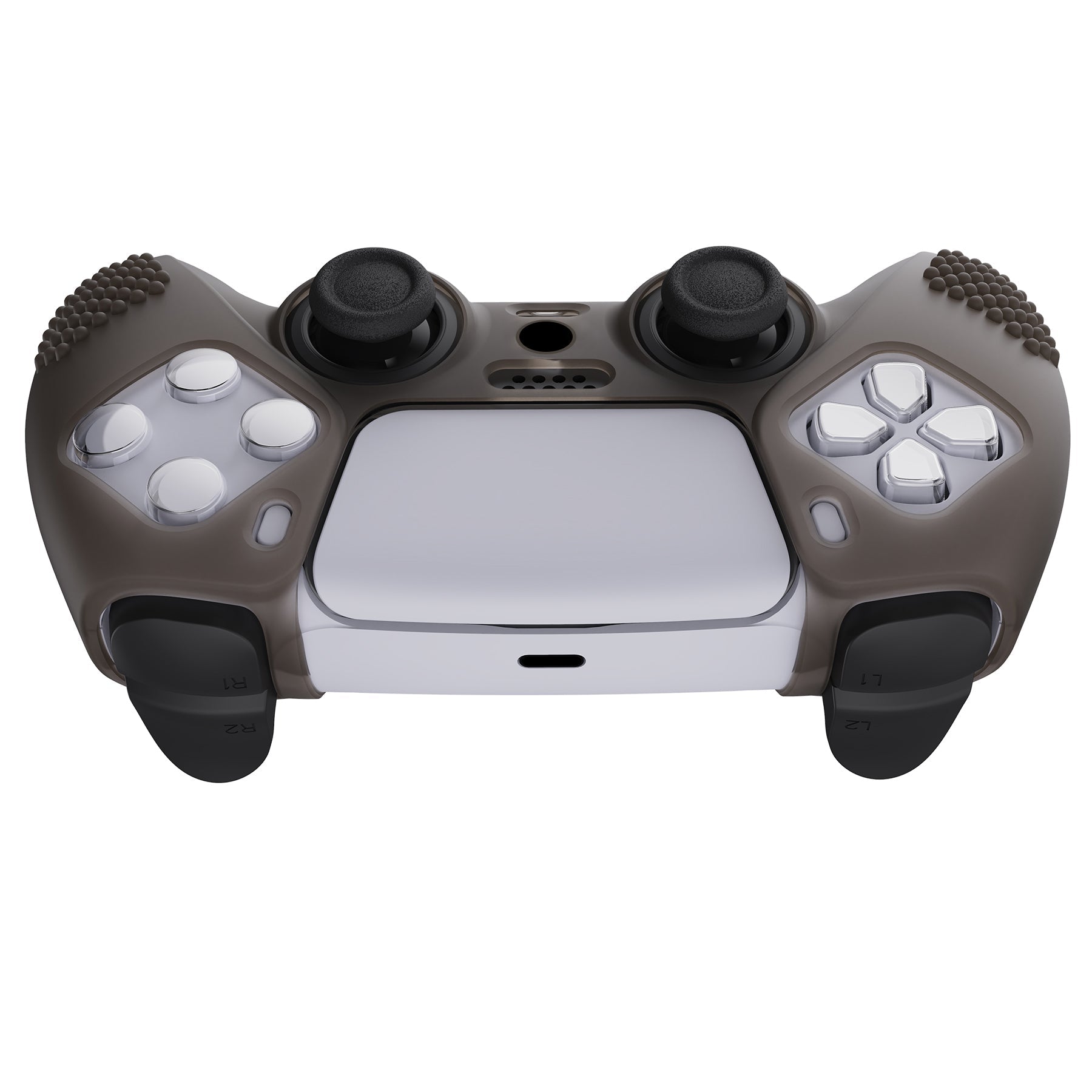 PlayVital 3D Studded Edition Anti-Slip Silicone Cover Skin with Thumb Grip Caps for PS5 Wireless Controller - Clear Black PlayVital