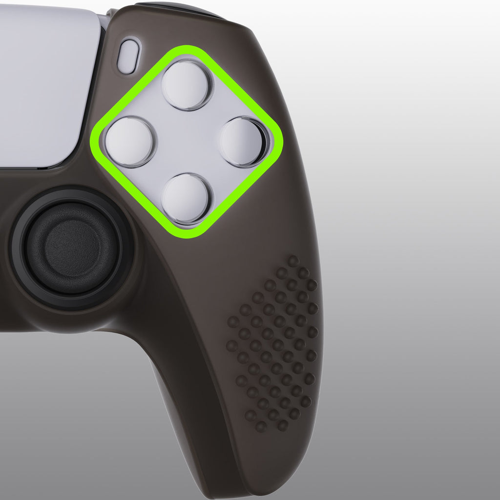 PlayVital 3D Studded Edition Anti-Slip Silicone Cover Skin with Thumb Grip Caps for PS5 Wireless Controller - Clear Black PlayVital