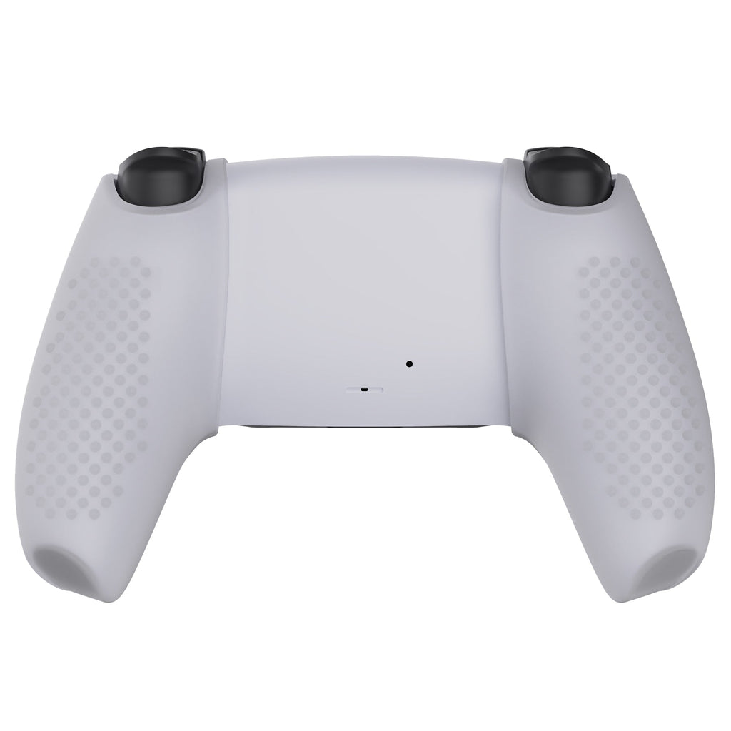 PlayVital 3D Studded Edition Anti-Slip Silicone Cover Skin with Thumb Grip Caps for PS5 Wireless Controller, Compatible with Charging Station - Clear White PlayVital