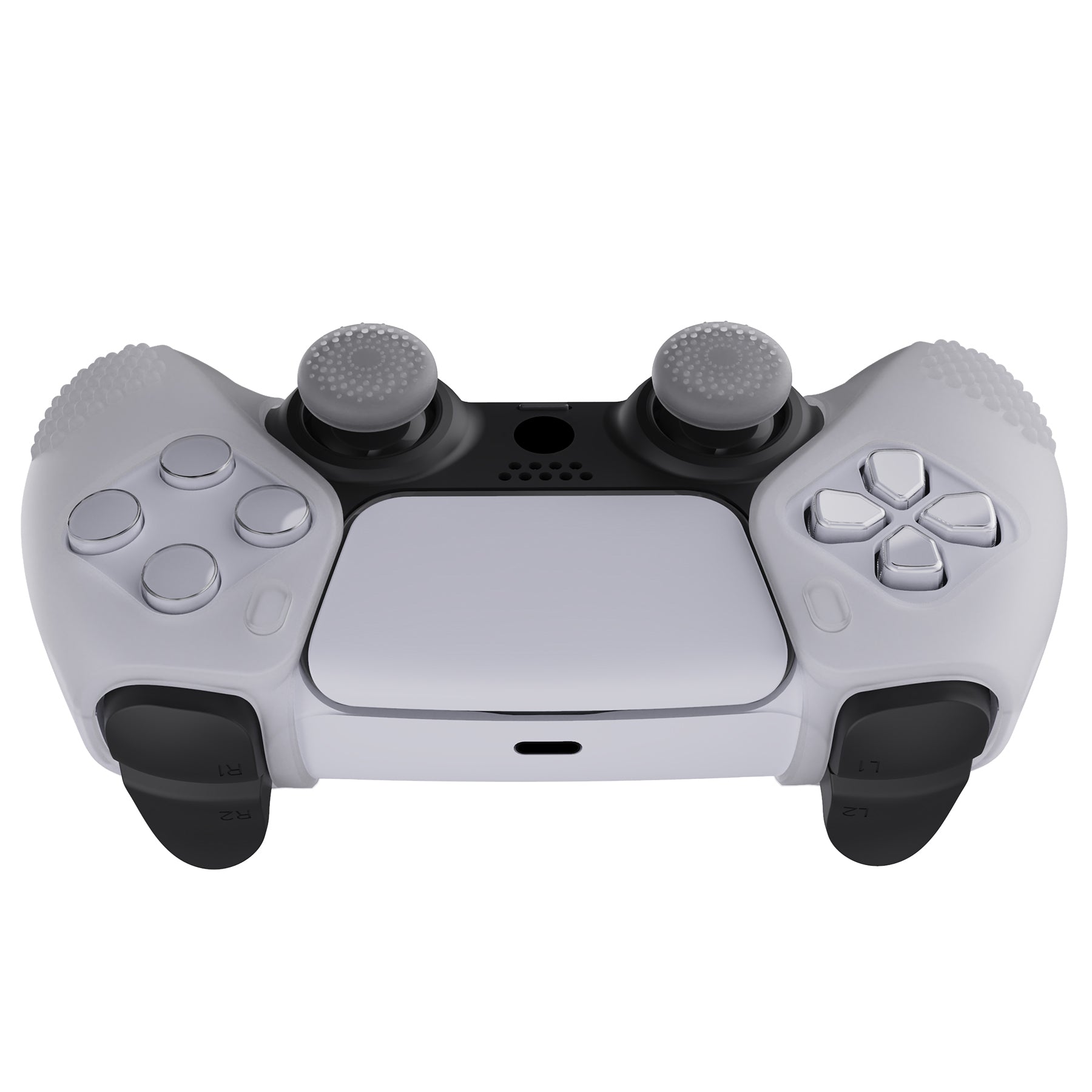 PlayVital 3D Studded Edition Anti-Slip Silicone Cover Skin with Thumb Grip Caps for PS5 Wireless Controller, Compatible with Charging Station - Clear White PlayVital