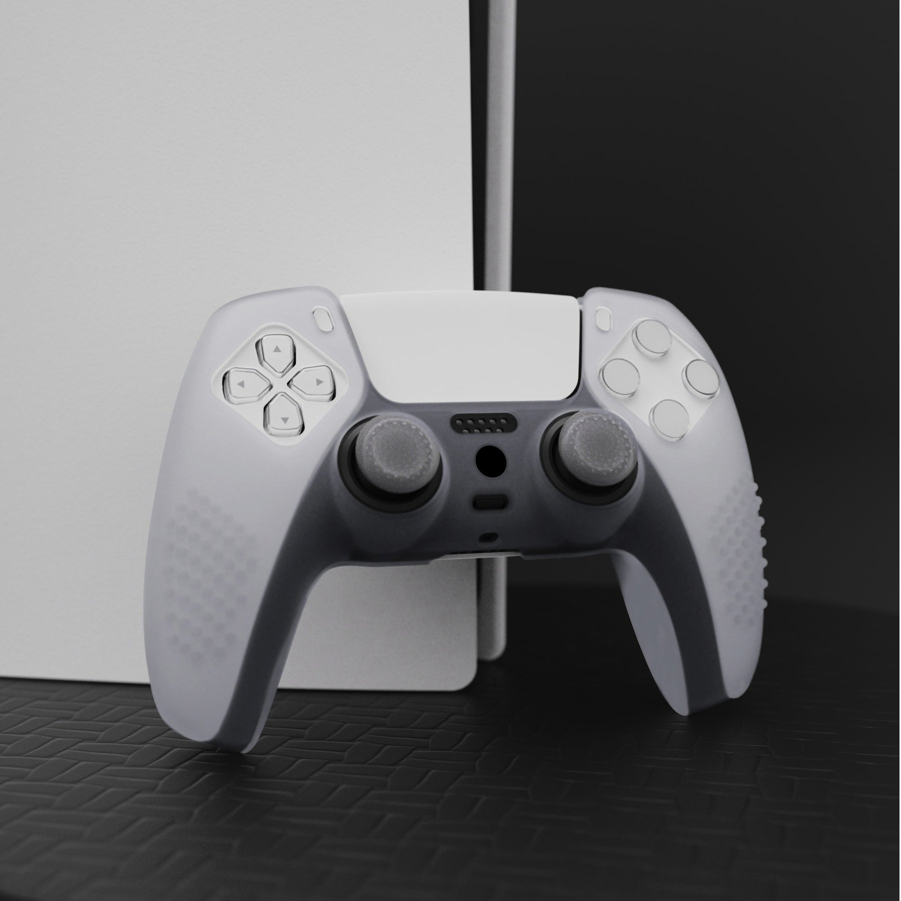 PlayVital 3D Studded Edition Anti-Slip Silicone Cover Skin with Thumb Grip Caps for PS5 Wireless Controller - Clear White PlayVital