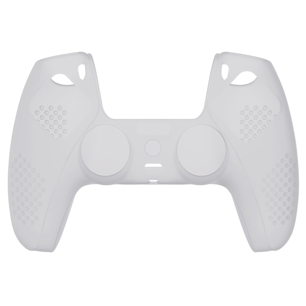 PlayVital 3D Studded Edition Anti-Slip Silicone Cover Skin with Thumb Grip Caps for PS5 Wireless Controller - Clear White PlayVital