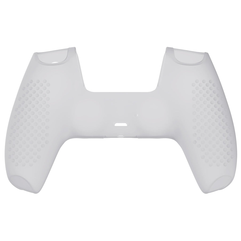 PlayVital 3D Studded Edition Anti-Slip Silicone Cover Skin with Thumb Grip Caps for PS5 Wireless Controller - Clear White PlayVital
