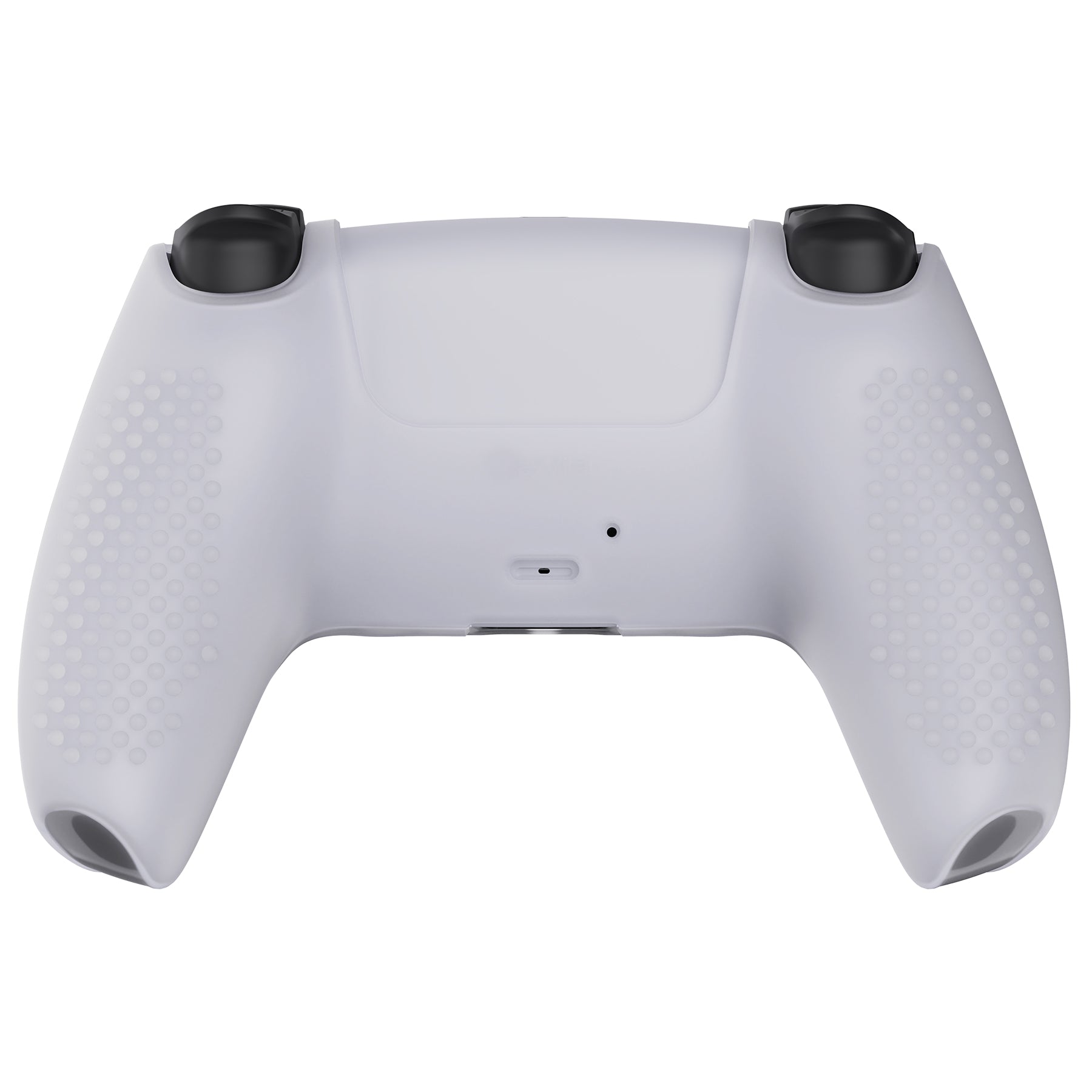 PlayVital 3D Studded Edition Anti-Slip Silicone Cover Skin with Thumb Grip Caps for PS5 Wireless Controller - Clear White PlayVital