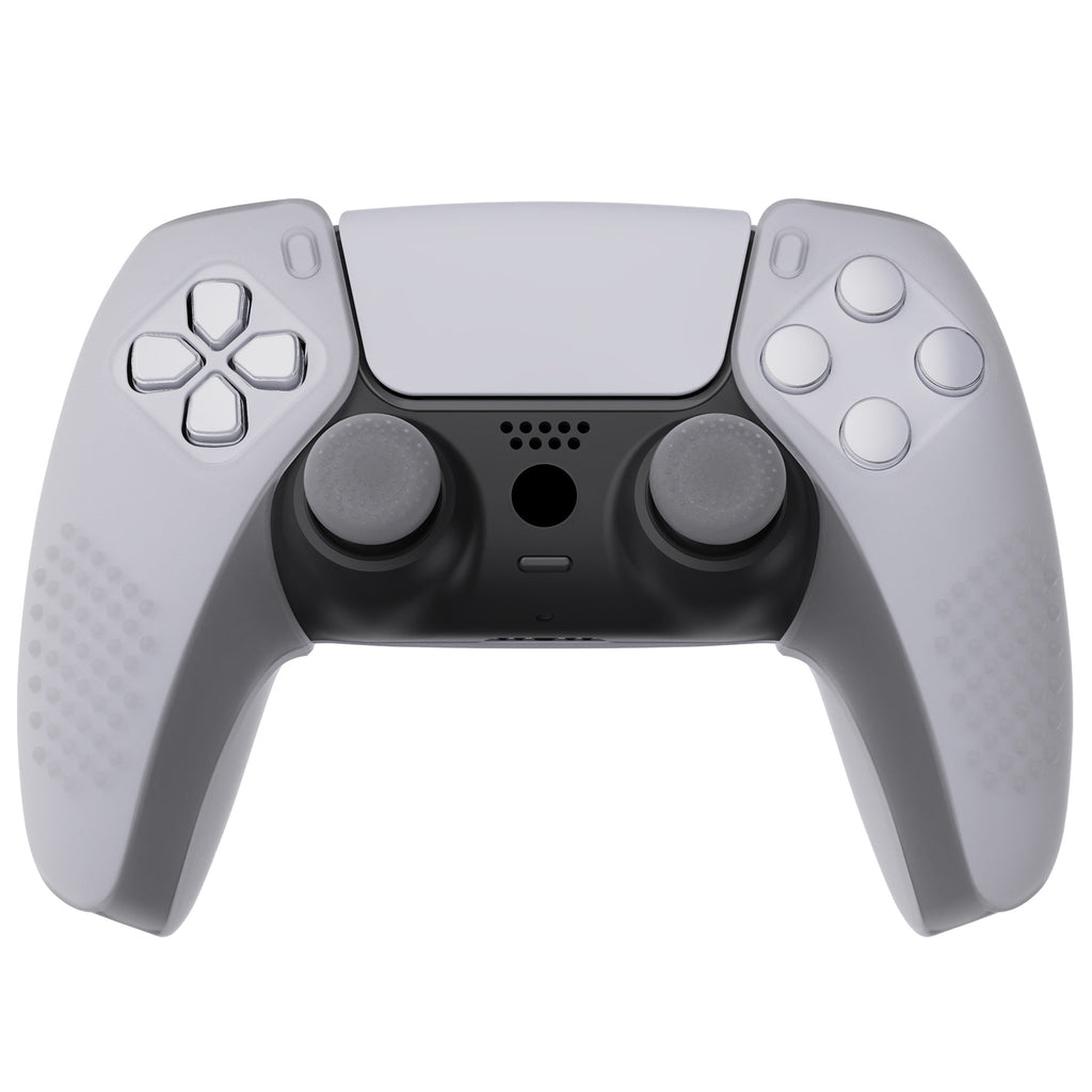 PlayVital 3D Studded Edition Anti-Slip Silicone Cover Skin with Thumb Grip Caps for PS5 Wireless Controller, Compatible with Charging Station - Clear White PlayVital