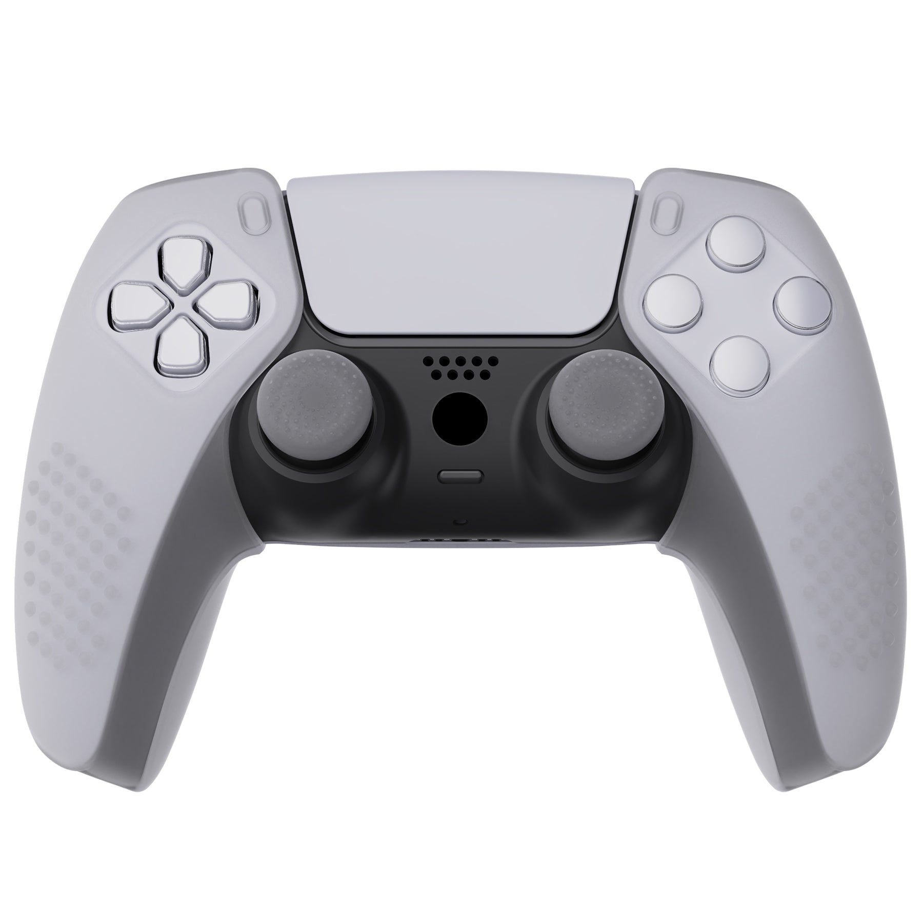 PlayVital 3D Studded Edition Anti-Slip Silicone Cover Skin with Thumb Grip Caps for PS5 Wireless Controller, Compatible with Charging Station - Clear White PlayVital