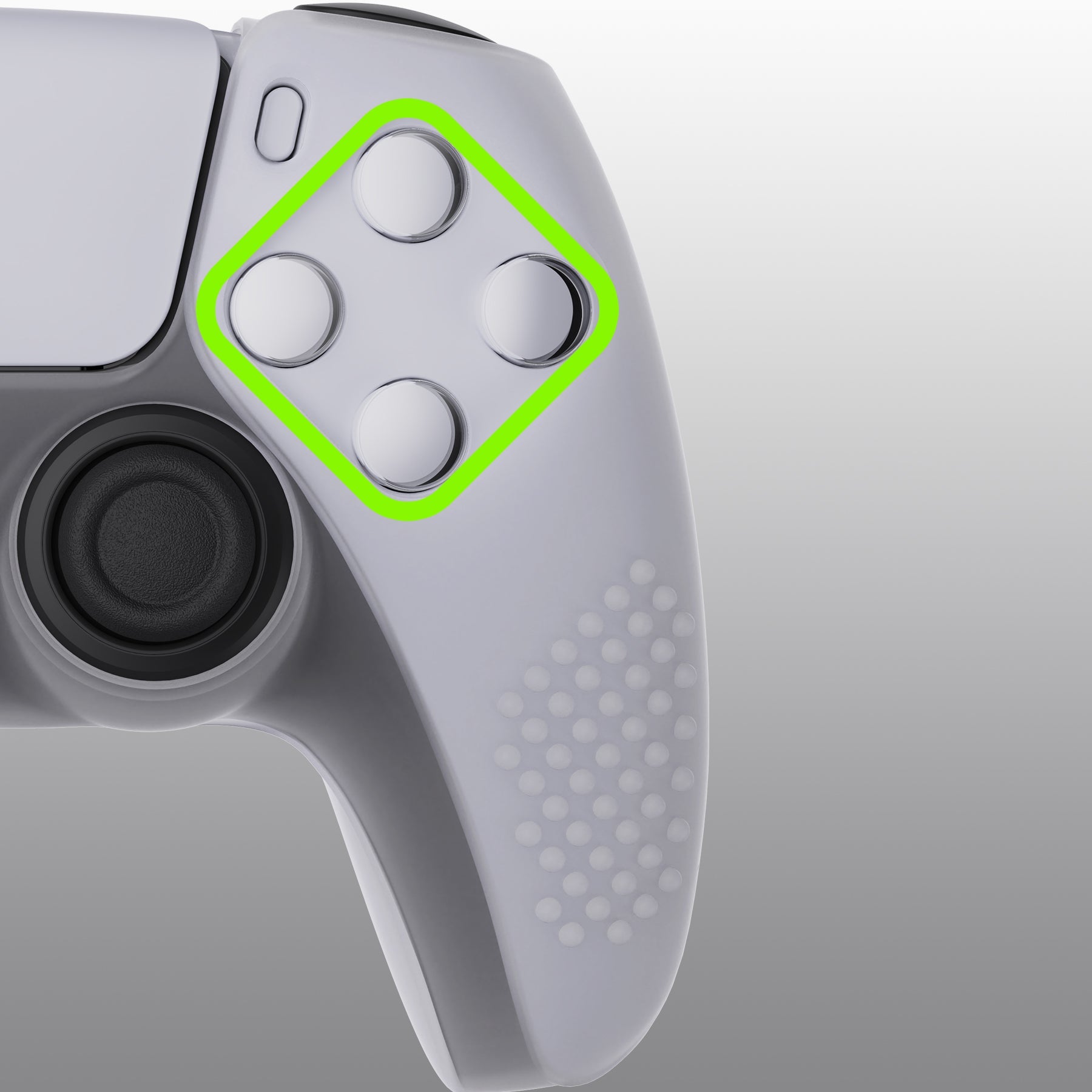 PlayVital 3D Studded Edition Anti-Slip Silicone Cover Skin with Thumb Grip Caps for PS5 Wireless Controller - Clear White PlayVital
